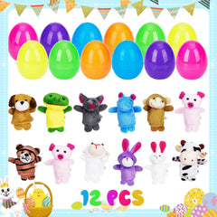 Prefilled Easter eggs with mini plush animal finger puppets