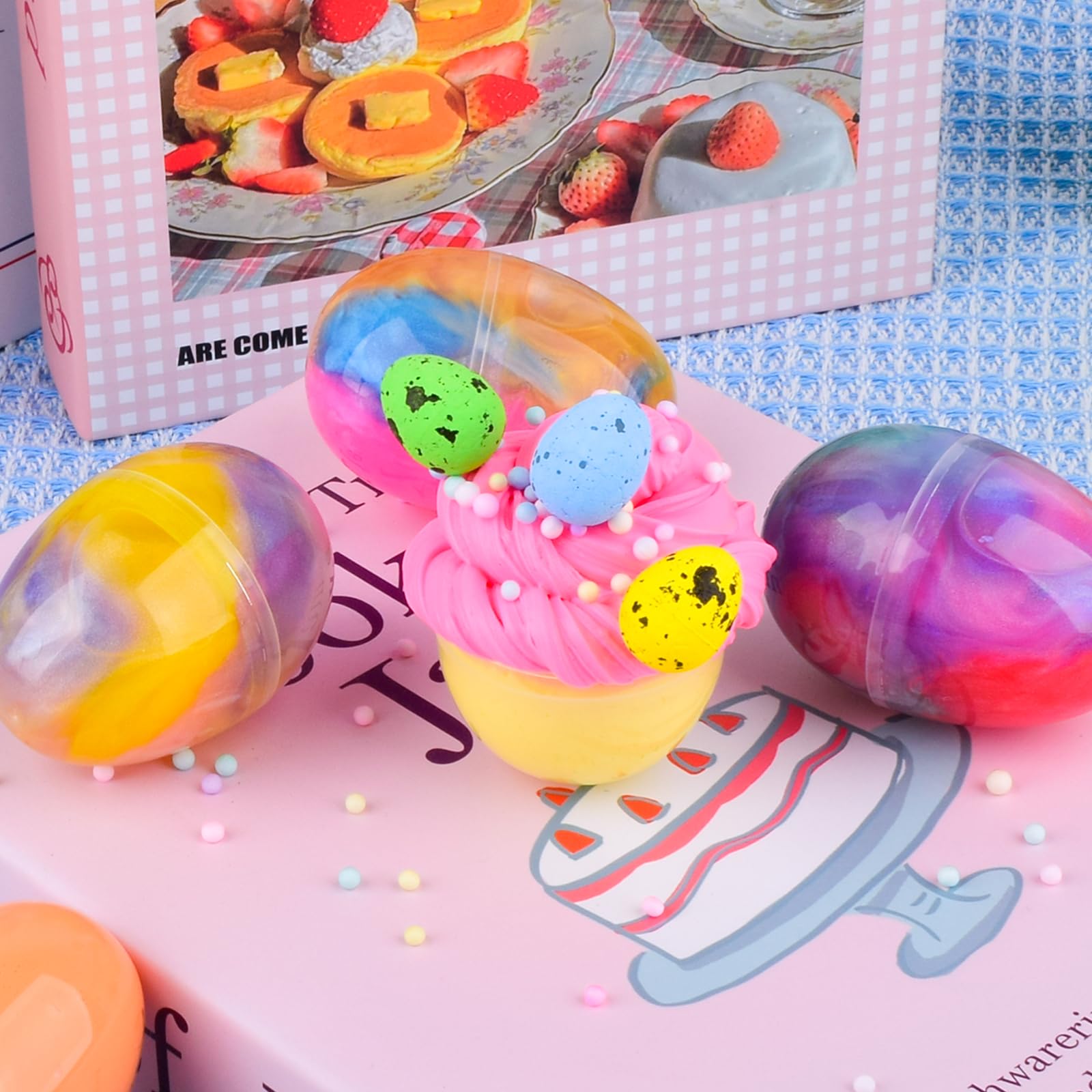 Prefilled slime eggs set with charms and stickers