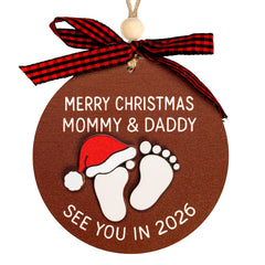 Pregnancy Announcement Christmas Ornament 2025 wooden keepsake