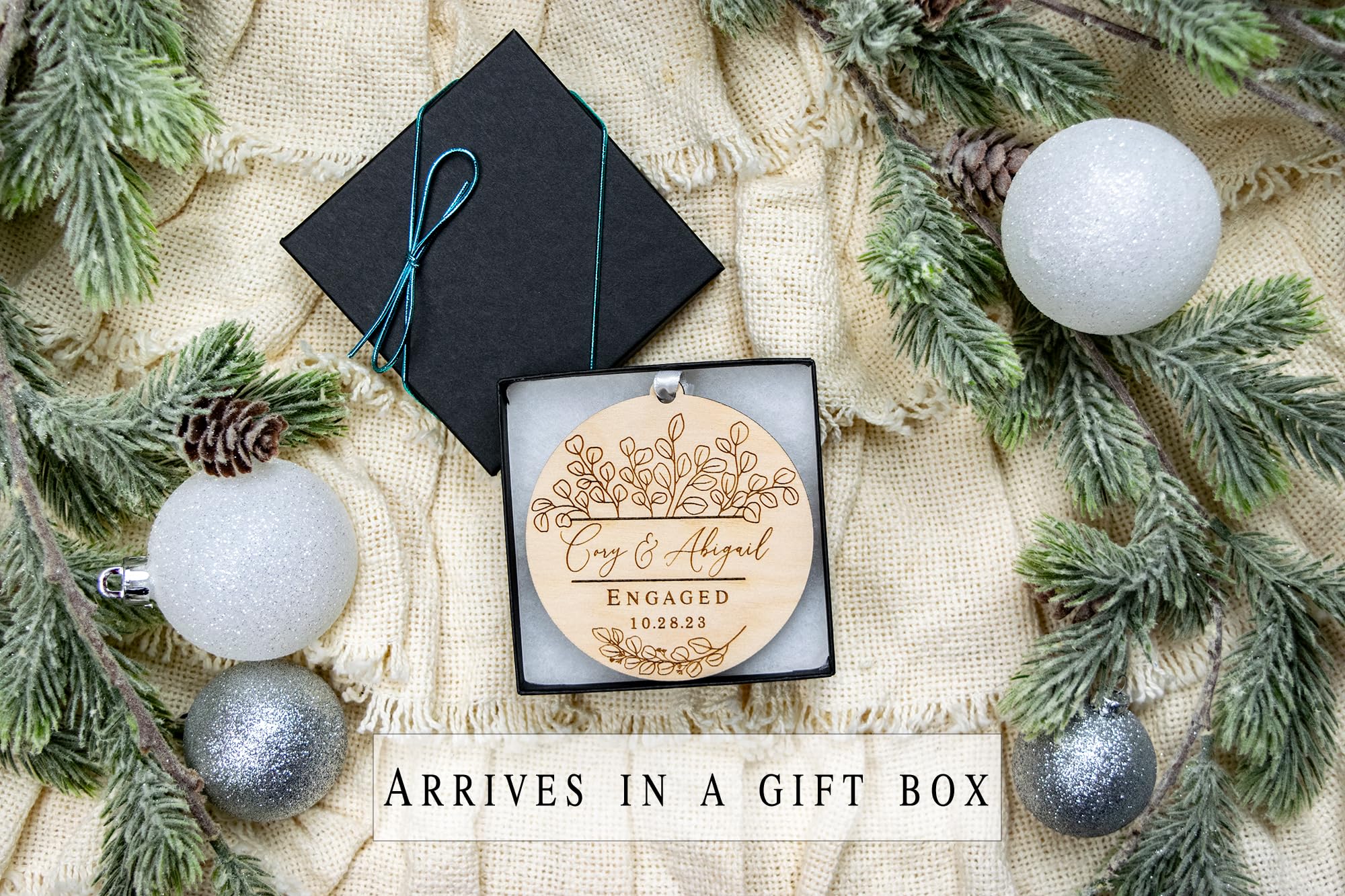 Pregnancy announcement ornament with satin ribbon