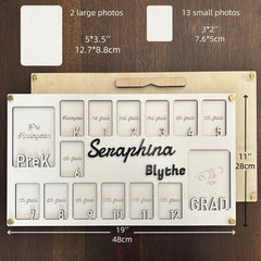 PreK-12 photo frame with 14 photo slots