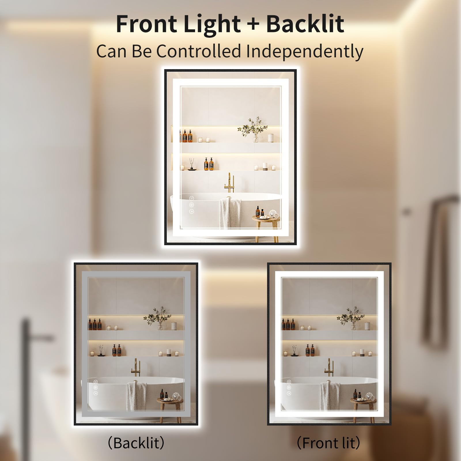 Premium aluminum frame LED mirror