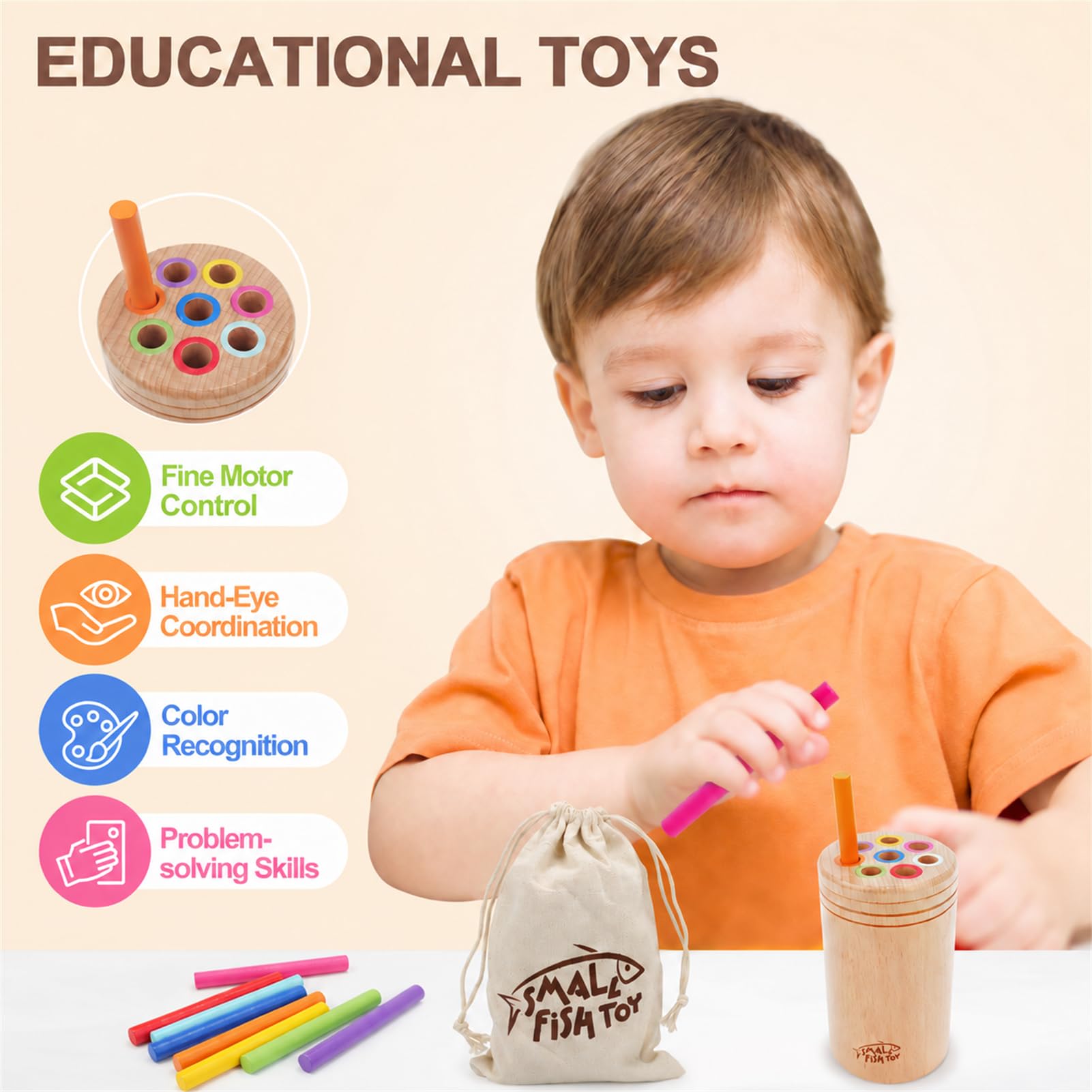 Premium beechwood Montessori toy with smooth edges