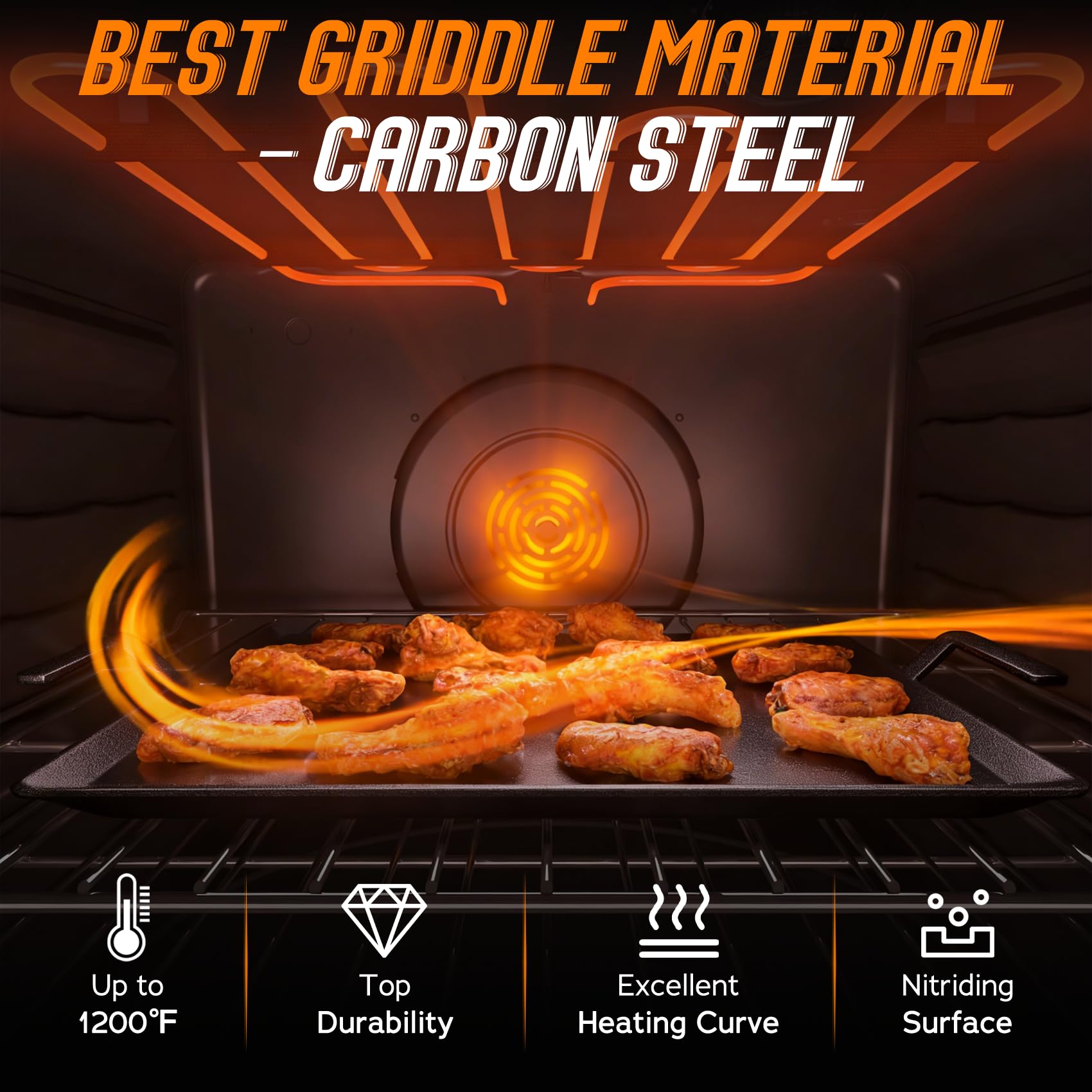 Induction compatible carbon steel griddle