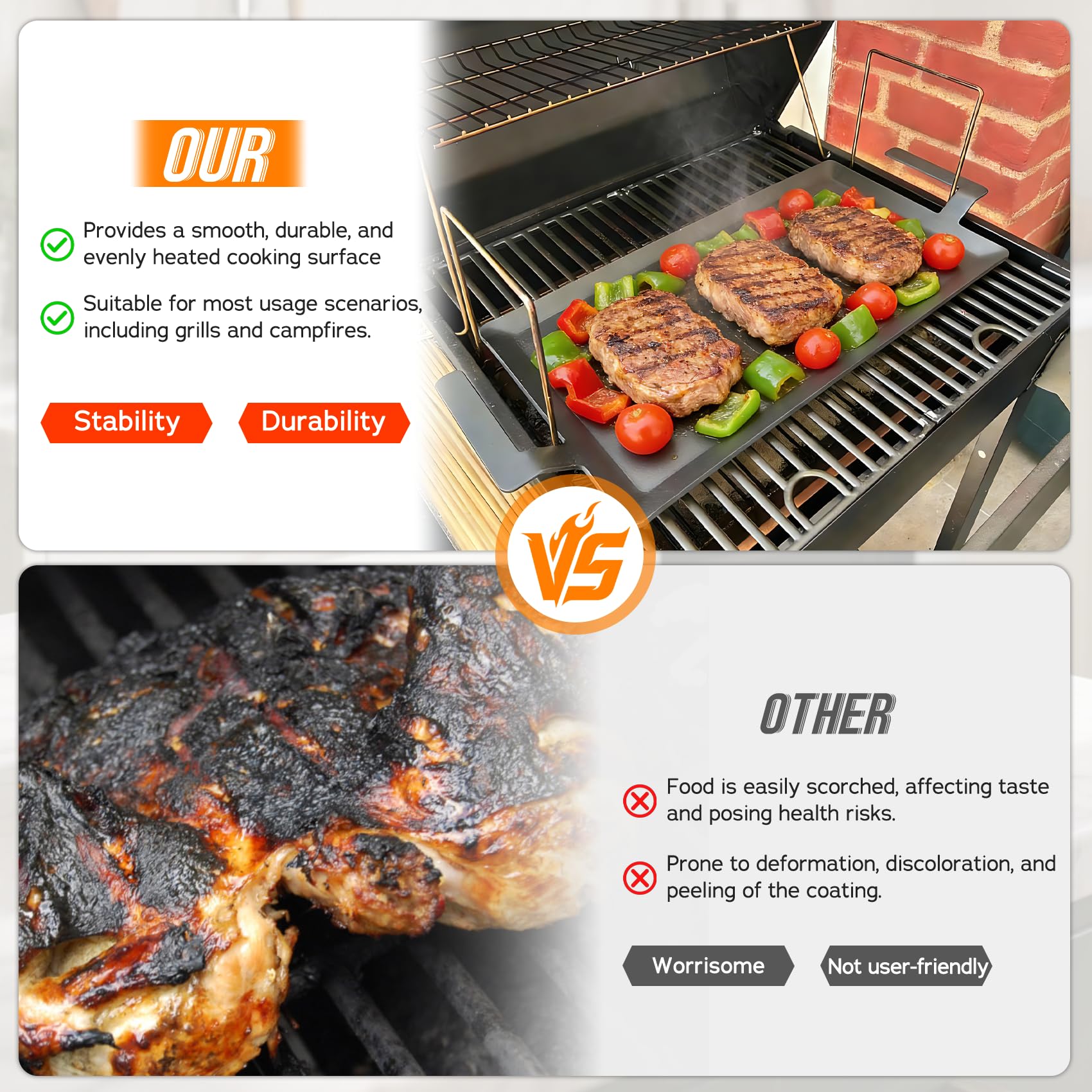 Oven safe up to 1200°F carbon steel griddle