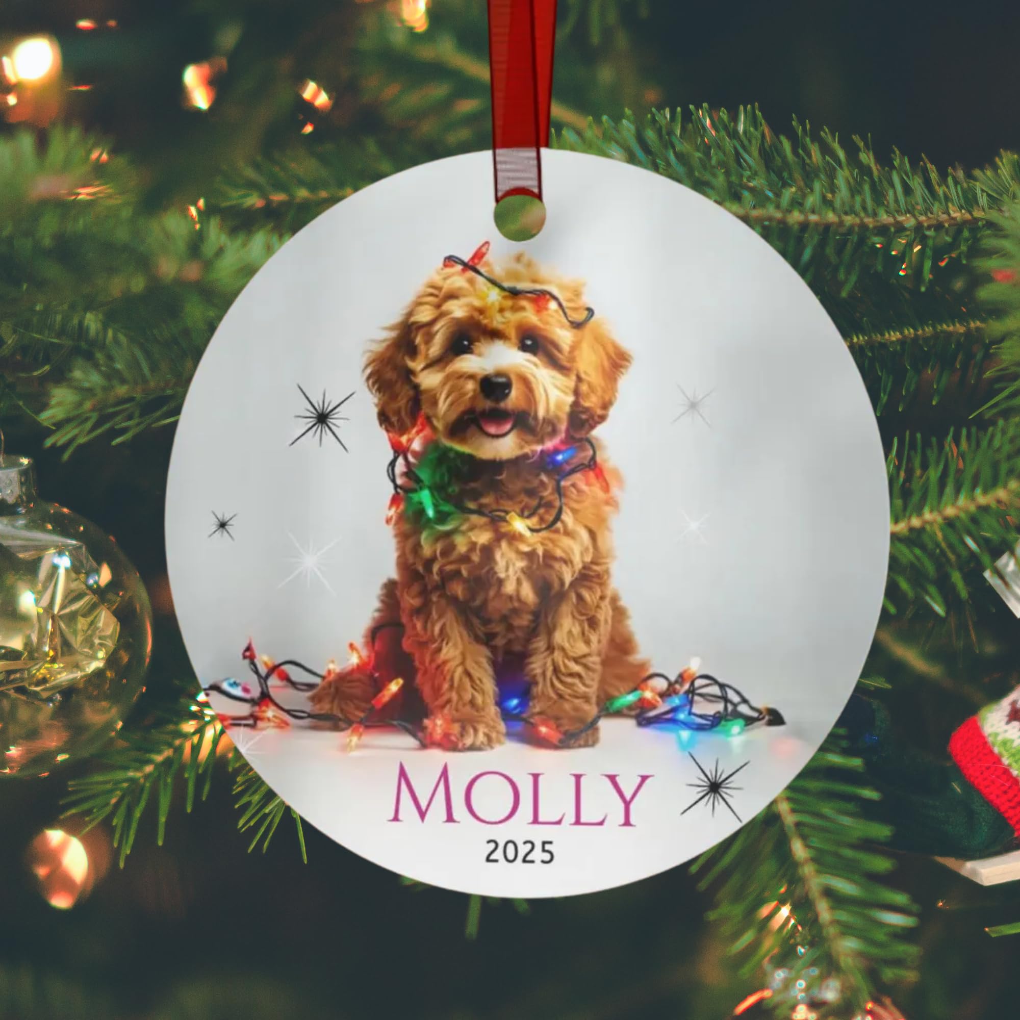 Premium ceramic Cavapoo ornament for holiday decor