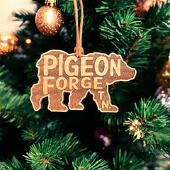 Premium cherry wood ornament made in the USA with laser engraving details