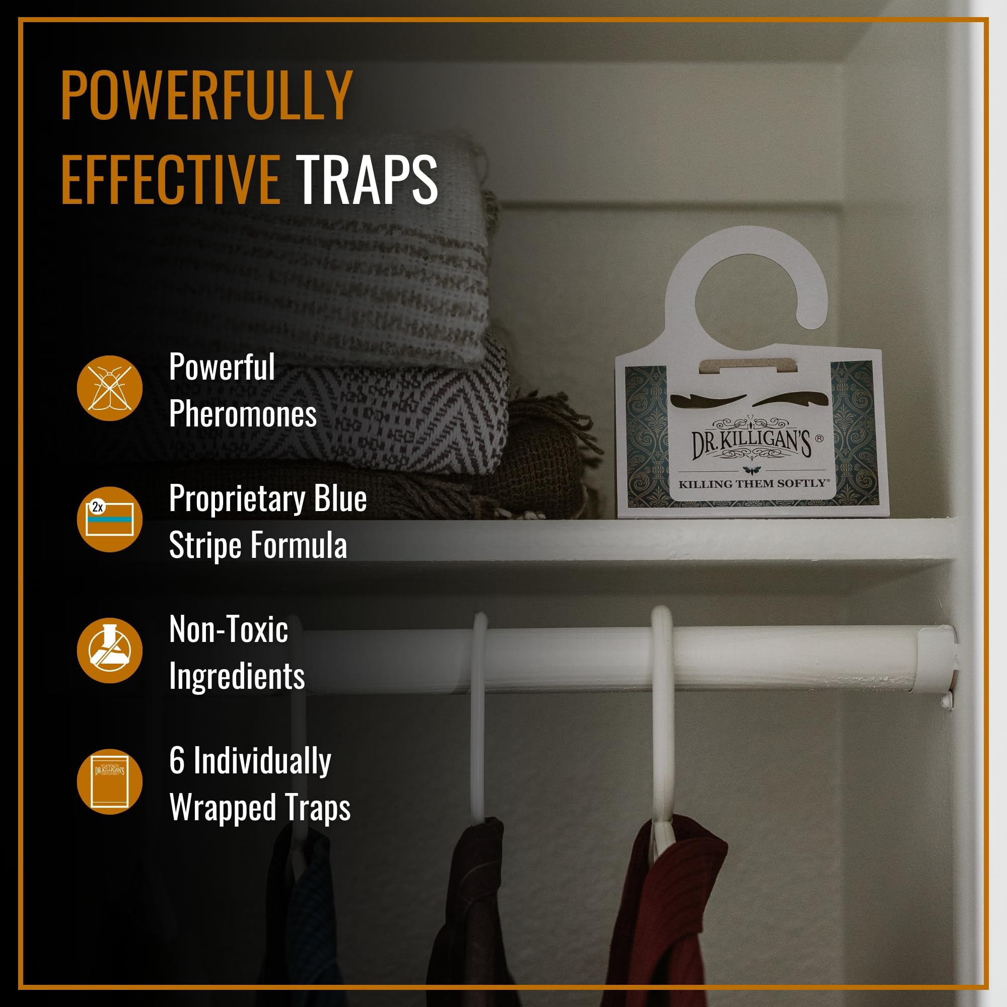 Six-pack of clothing moth traps with pheromones