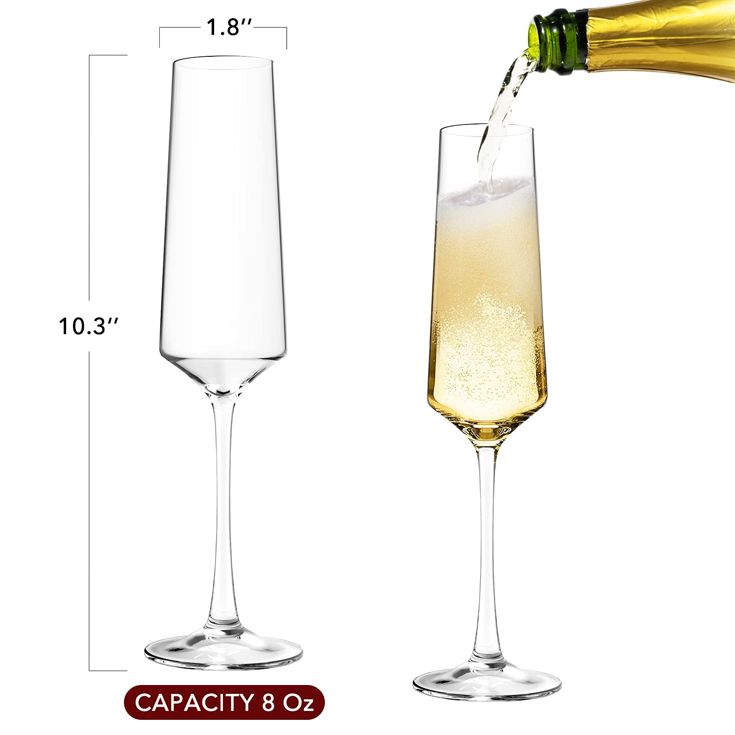 Lead free crystal champagne glasses by Chouggo brand