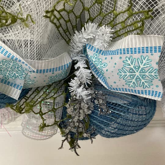 Premium door decor wreath with blue and white accents