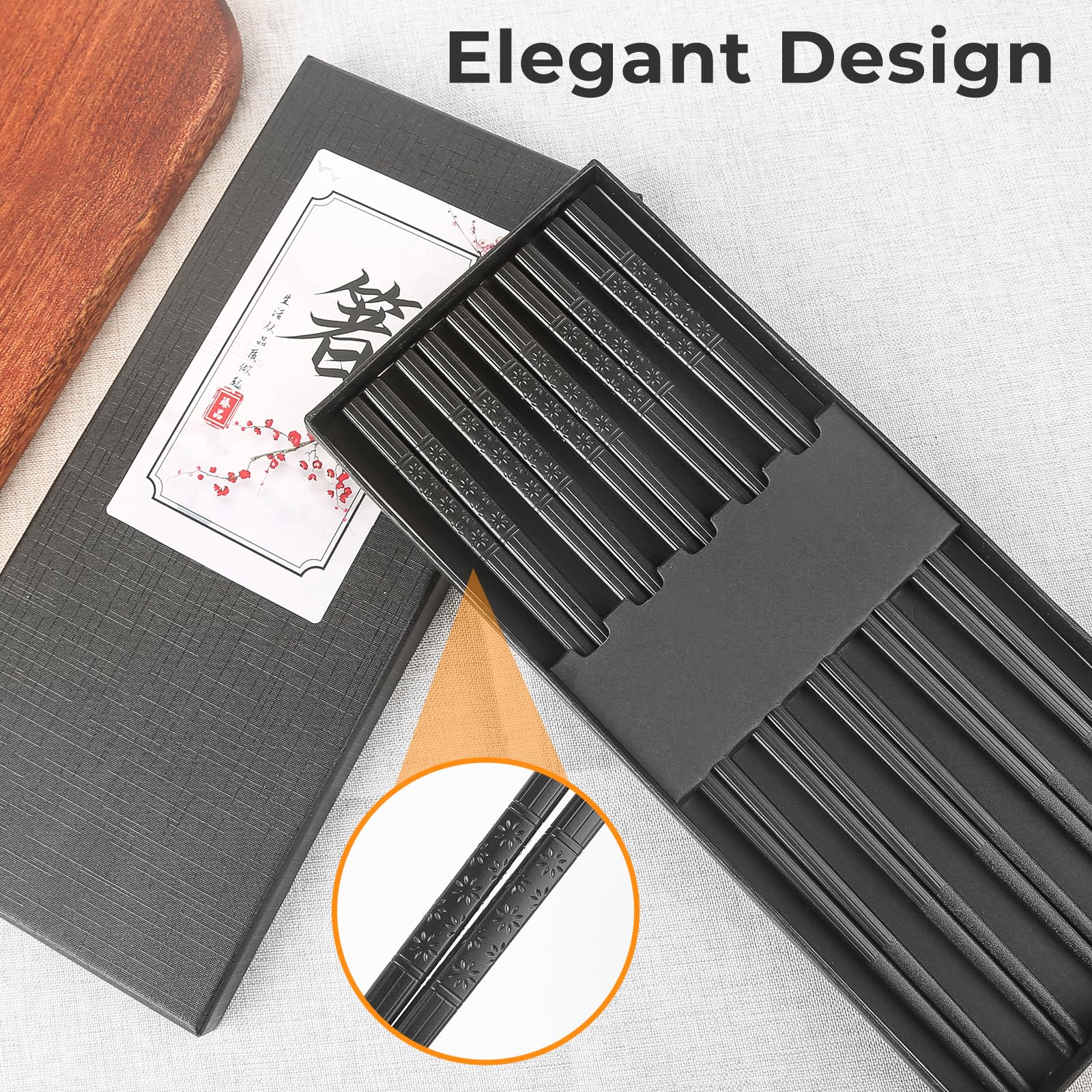 Premium black gift box packaging for chopsticks