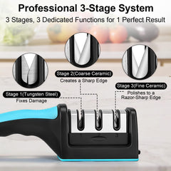 Ergonomic grip knife sharpener in use