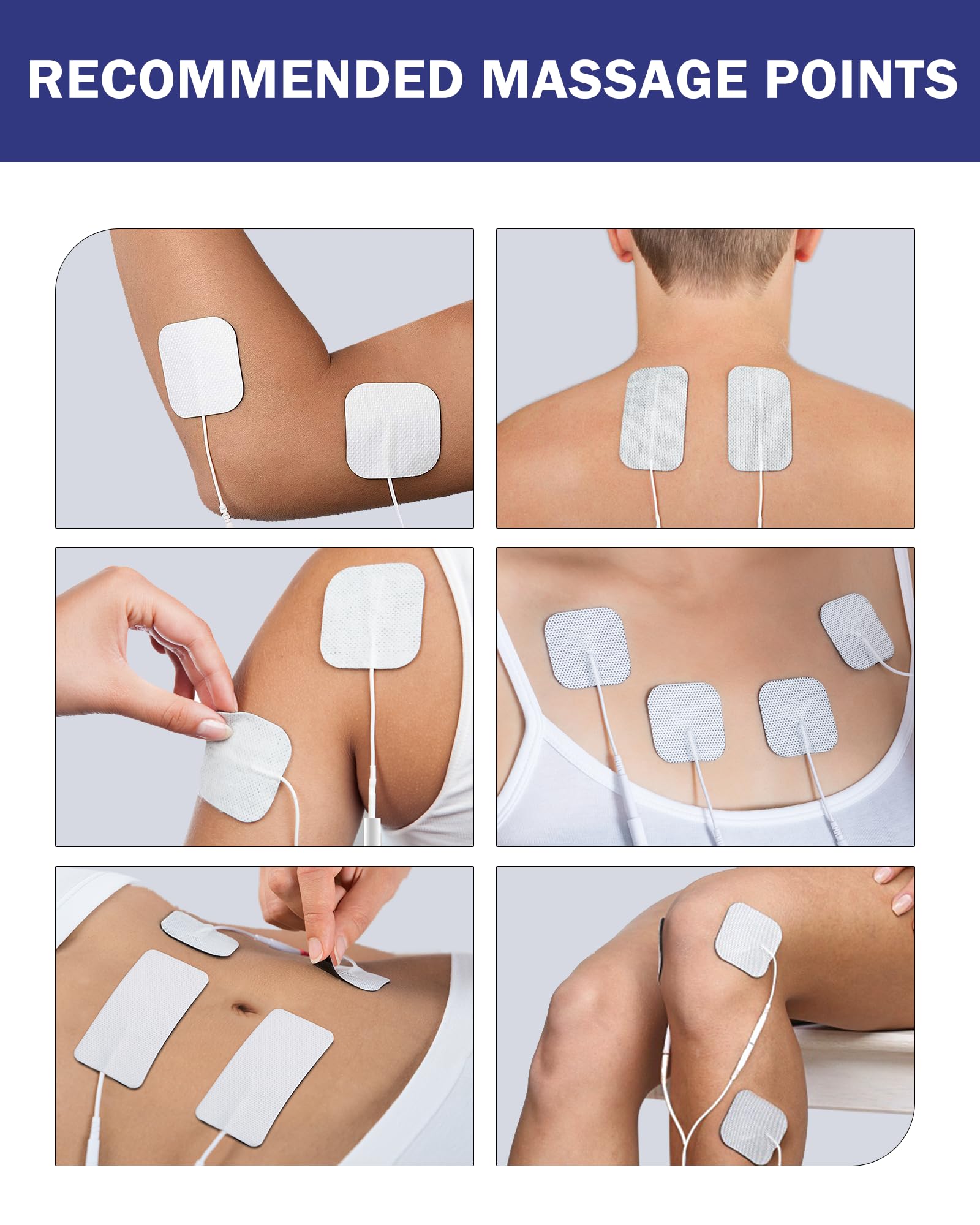 2mm pin-in TENS pad compatible with TENS 7000 AUVON Etekcity Nicwell