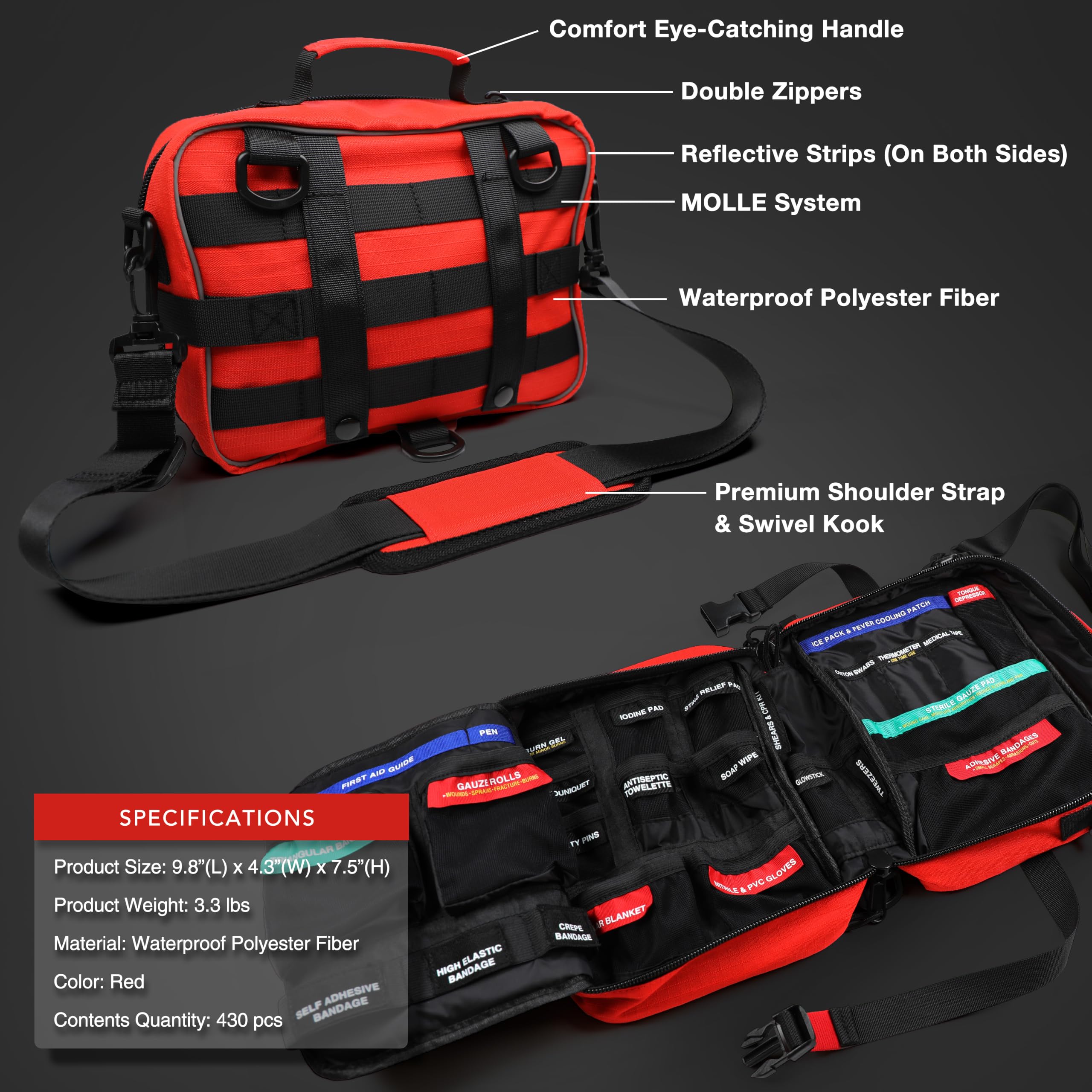versatile first aid kit suitable for home outdoor travel and vehicles