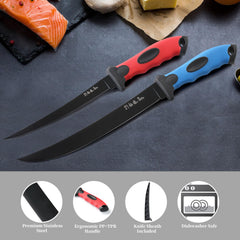 Red color coded fillet knife handle