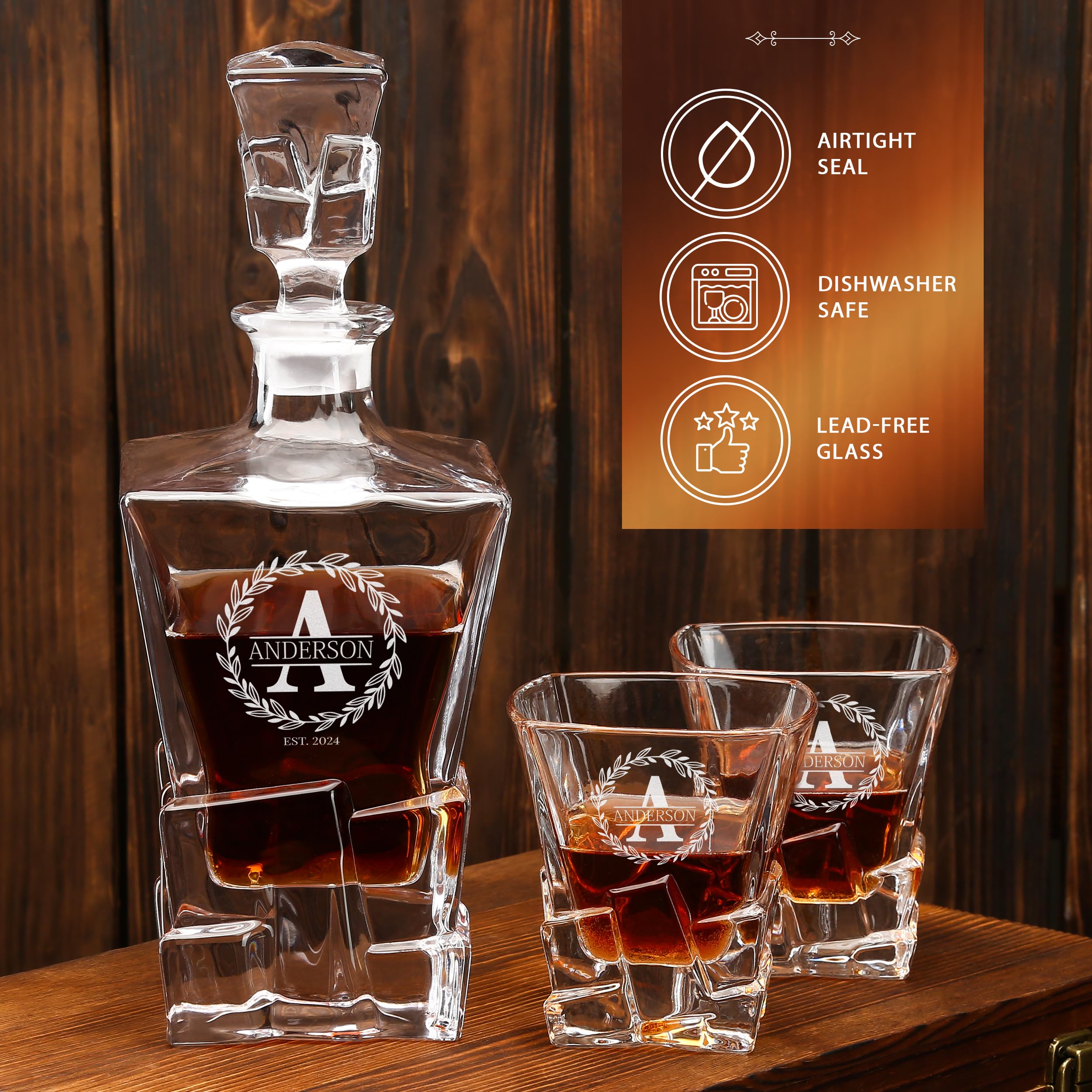 Premium wooden gift box for whiskey set