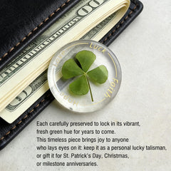Coin size 1.5 x 1.5 inch preserved clover