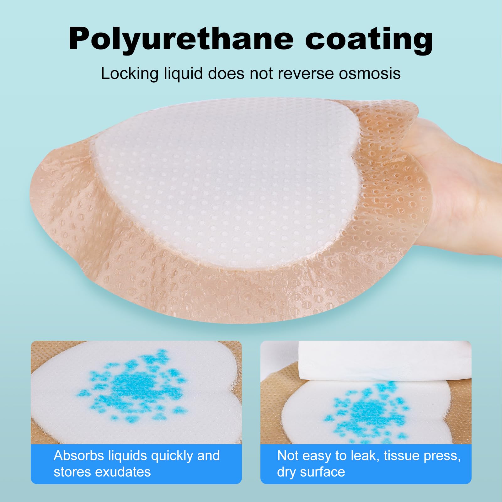 7x7 inch dressing with 5.3x4.3 inch absorbent pad close-up
