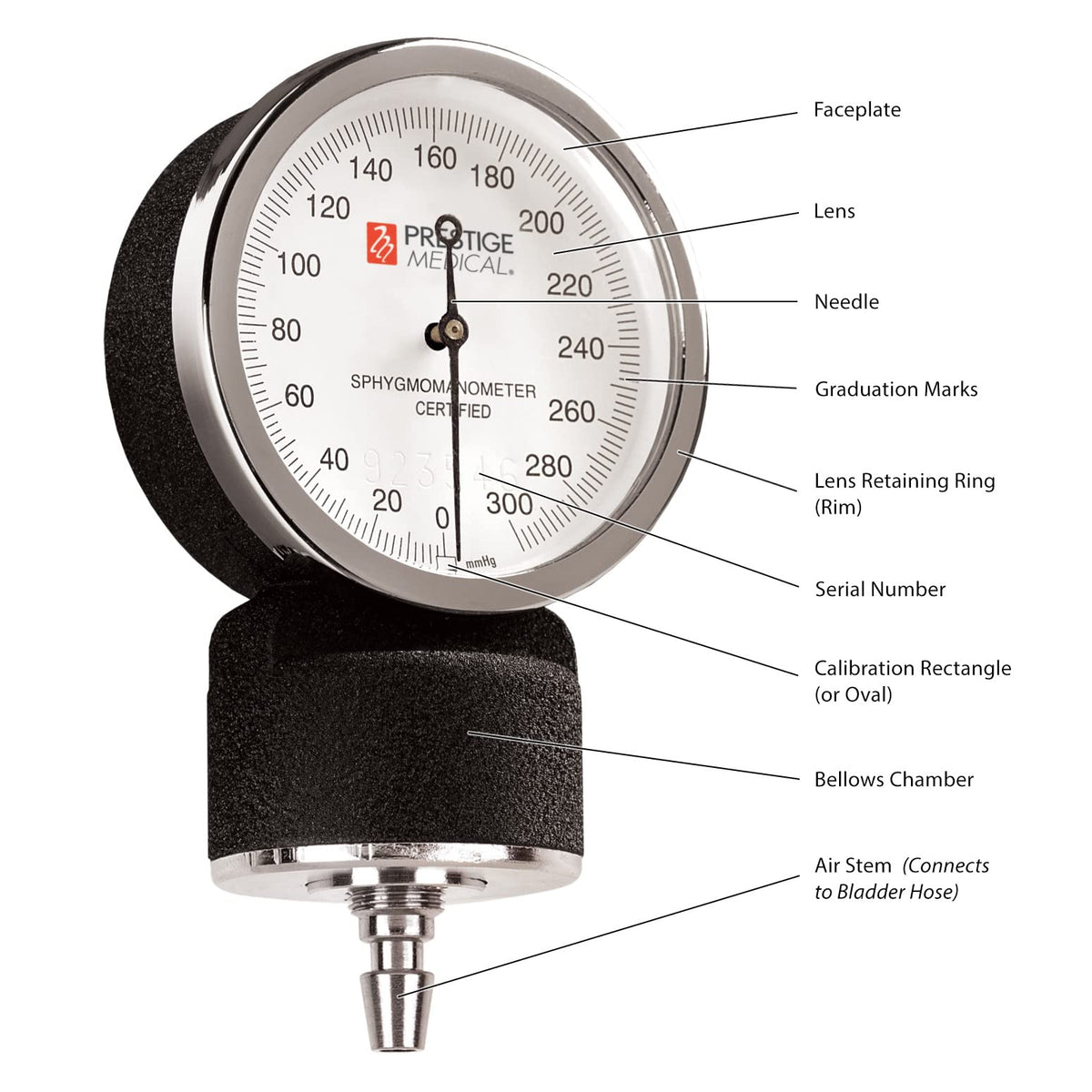 Prestige 882-BLK aneroid sphygmomanometer nylon cuff