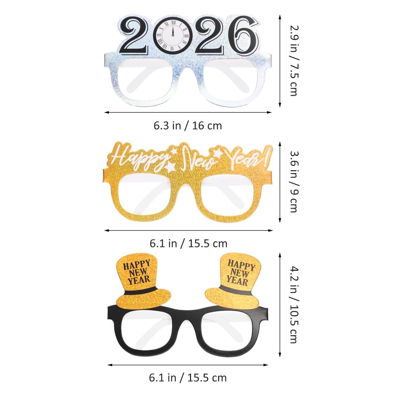 PRETYZOOM 9-pack silver New Year glasses