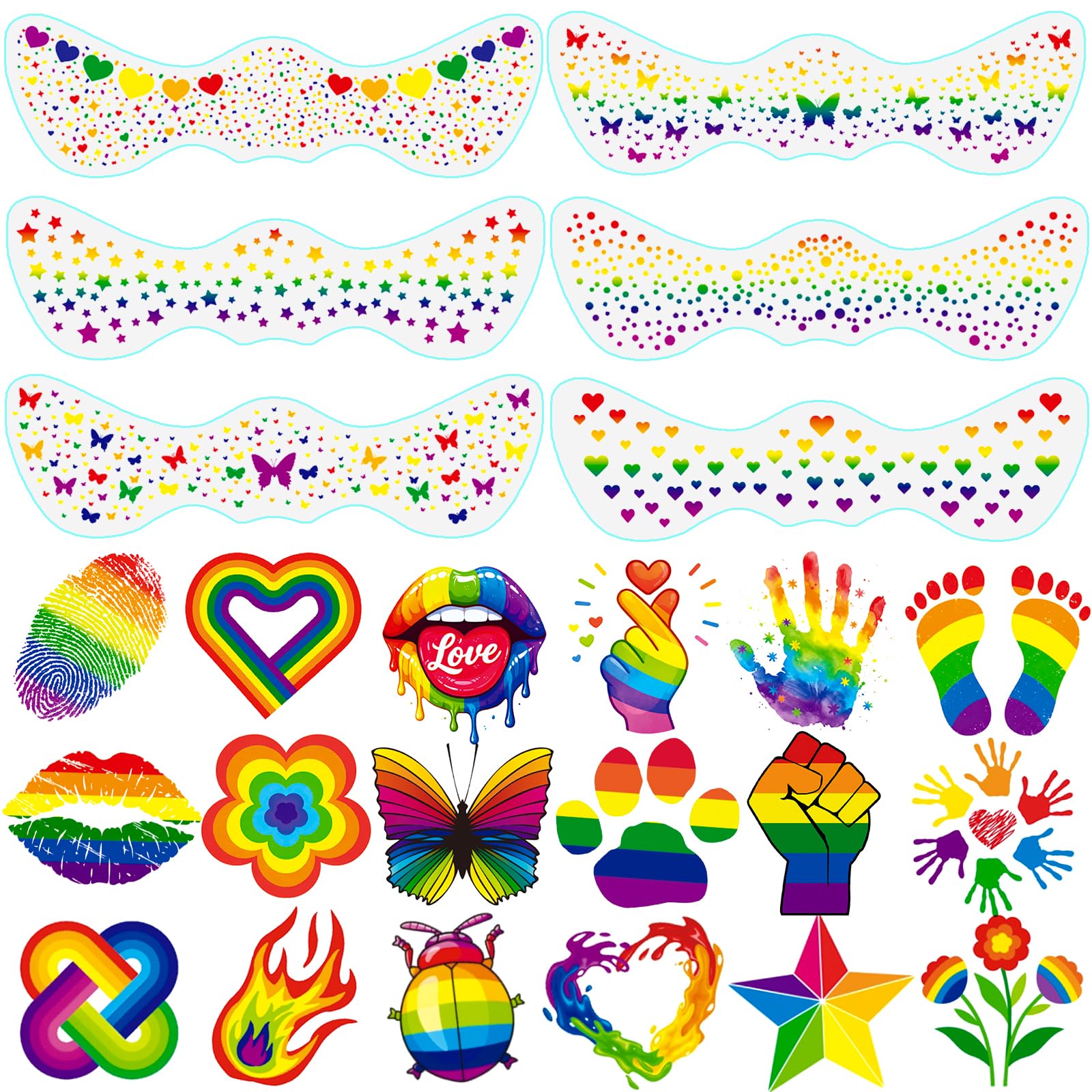 24 sheets Pride Freckles Face Temporary Tattoos set