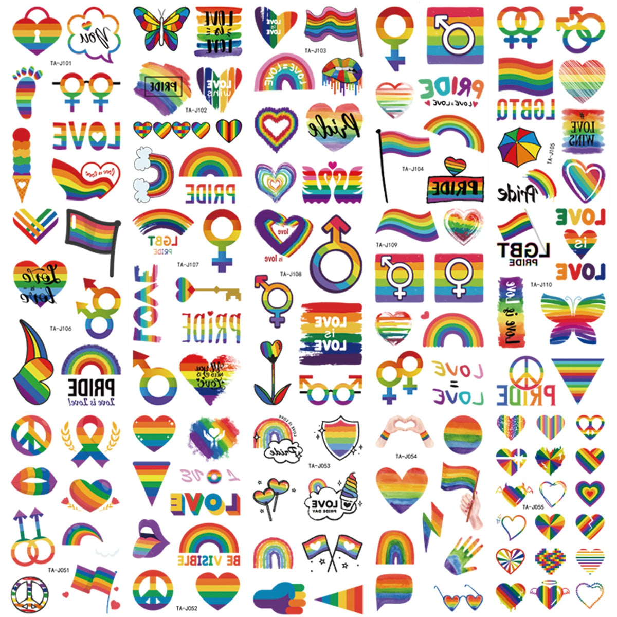 Pride Tattoos 200+ pieces on 20 sheets for Pride celebrations