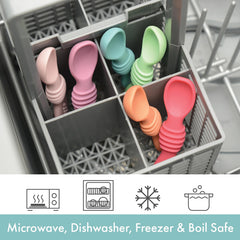 Short non-slip handle helps babies hold and practice self feeding