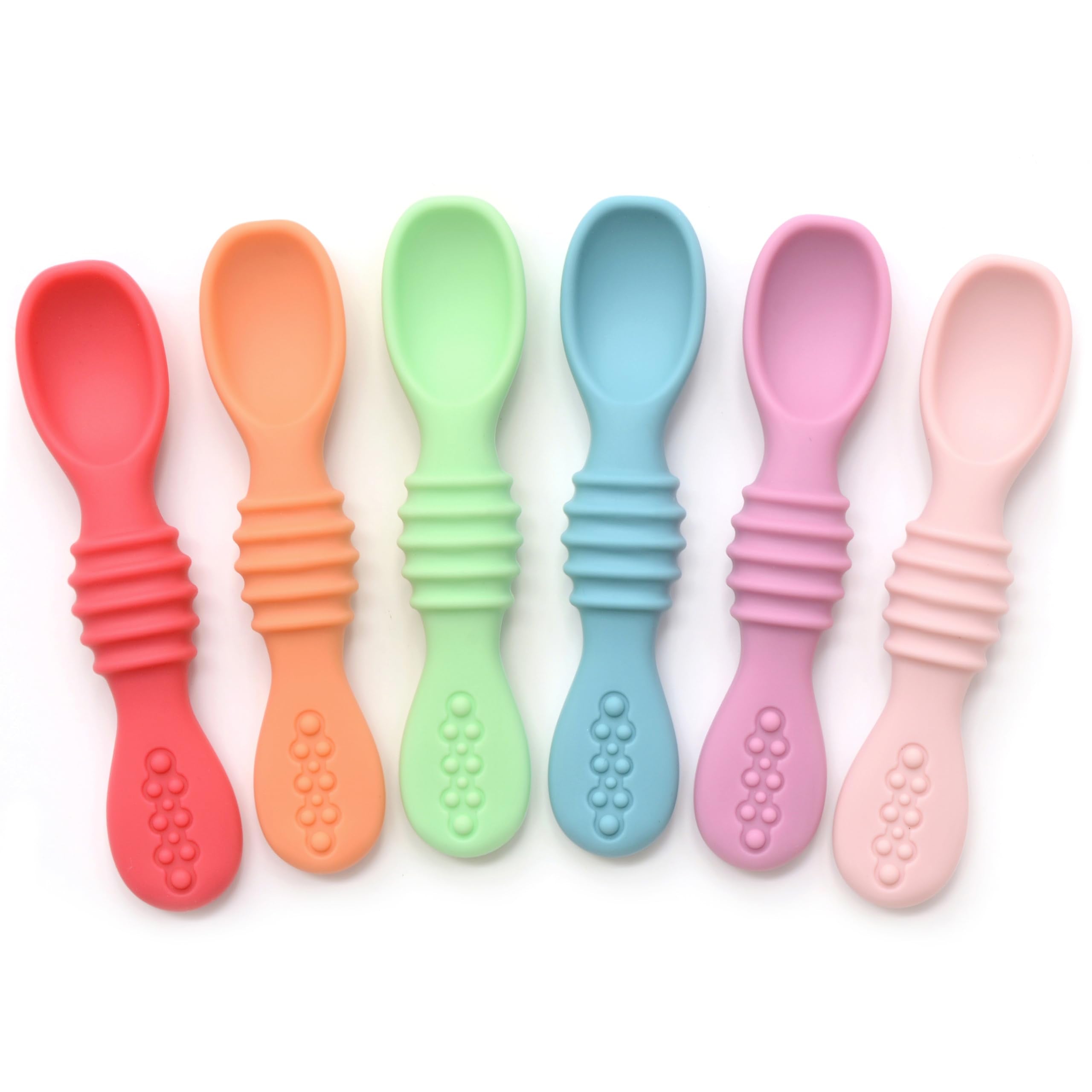 PrimaStella silicone baby spoons self feeding six pack set