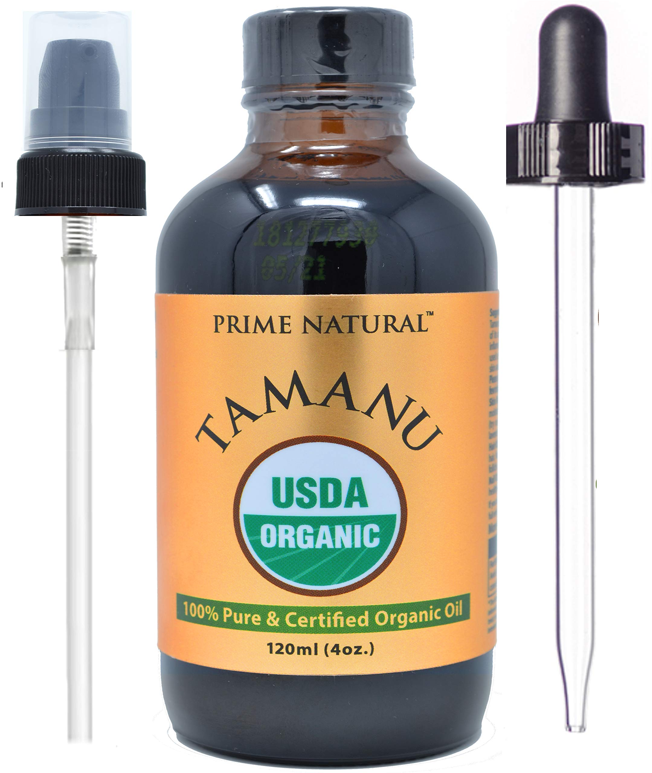 PRIME NATURAL Organic Tamanu Oil 4oz bottle with pump