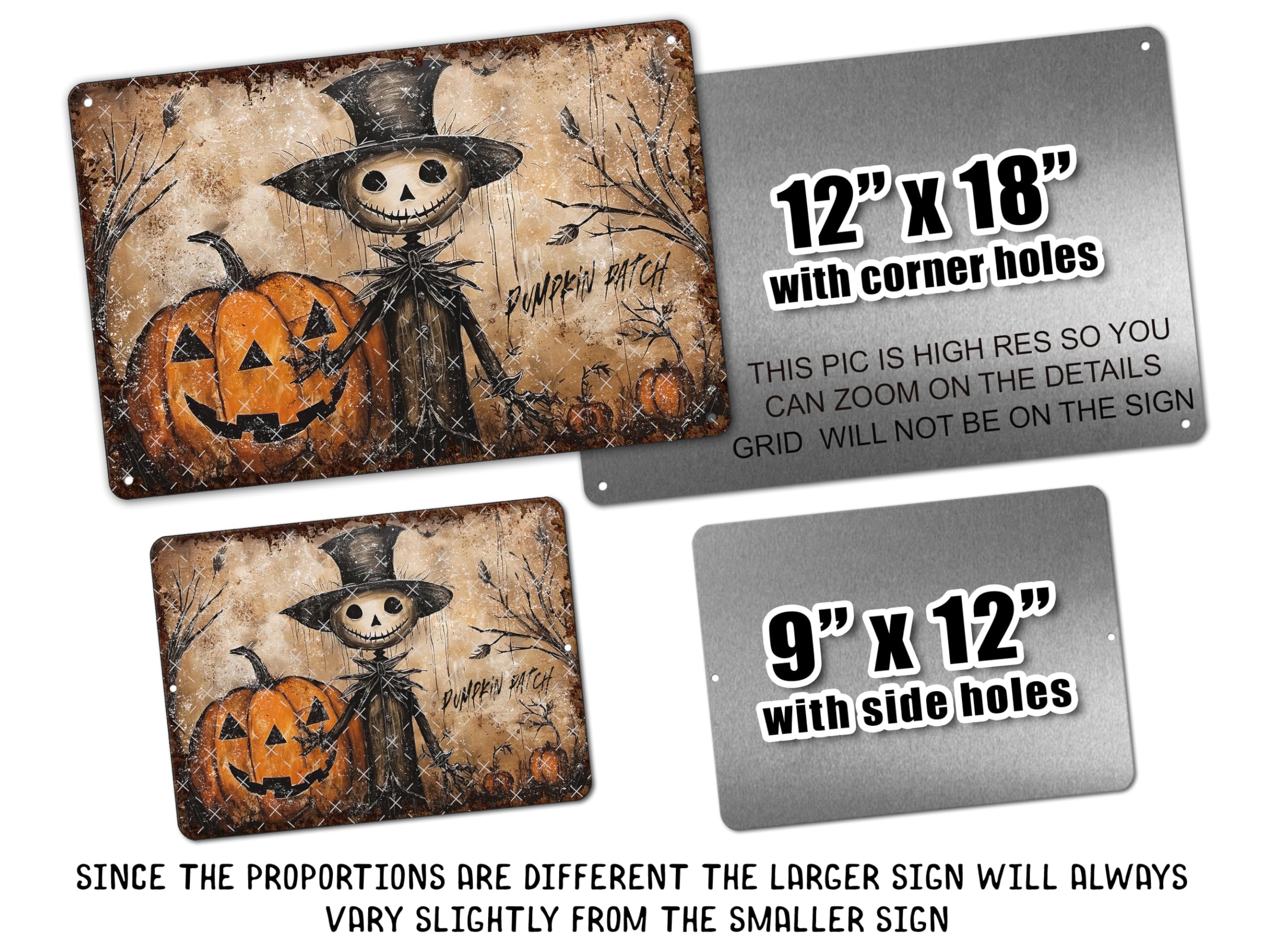 Primitive Scarecrow Halloween Decor Metal Sign 9x12 size with holes