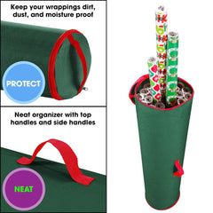 Wrapping paper organizer with side carry handle