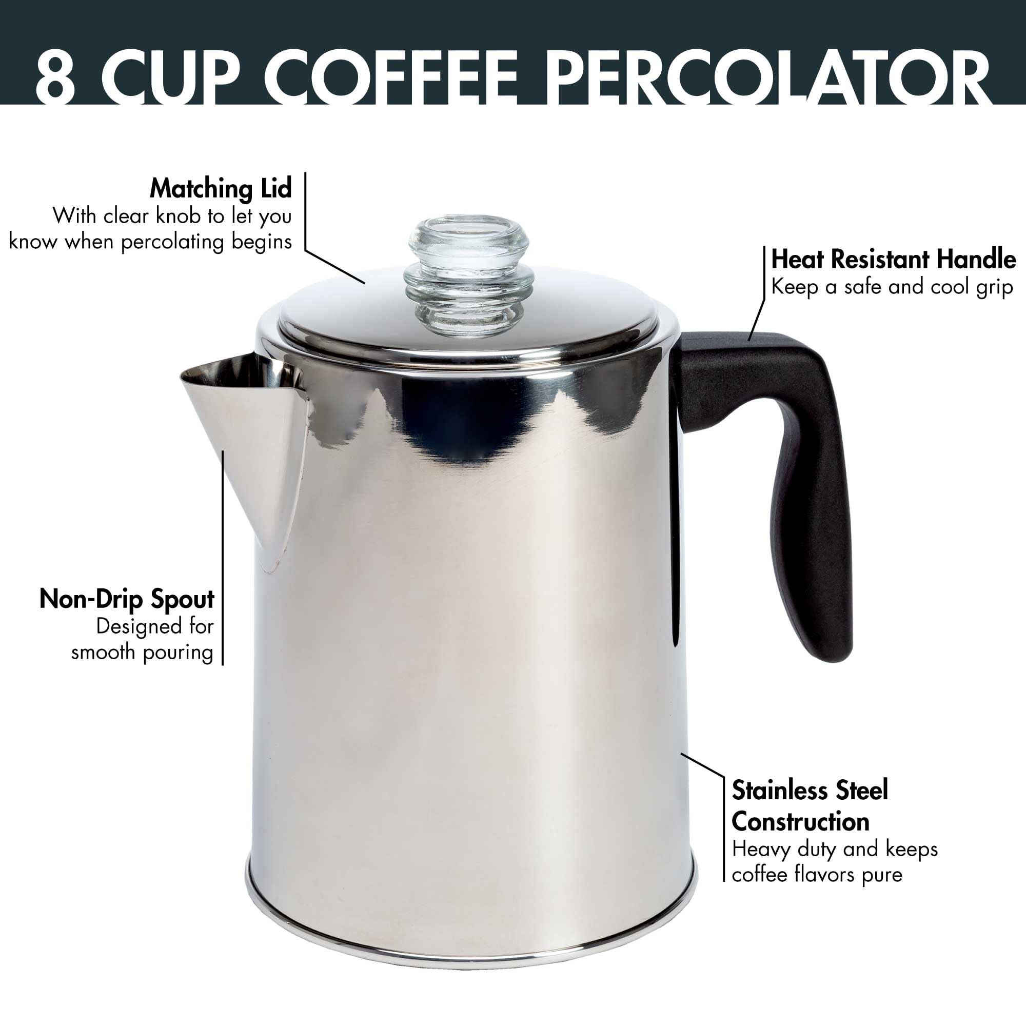 Primula percolator with reusable filter basket