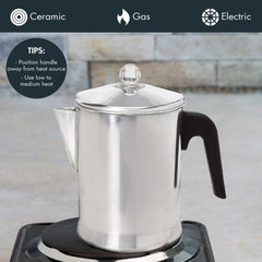 Aluminum stovetop coffee maker with lid and basket Primula Today