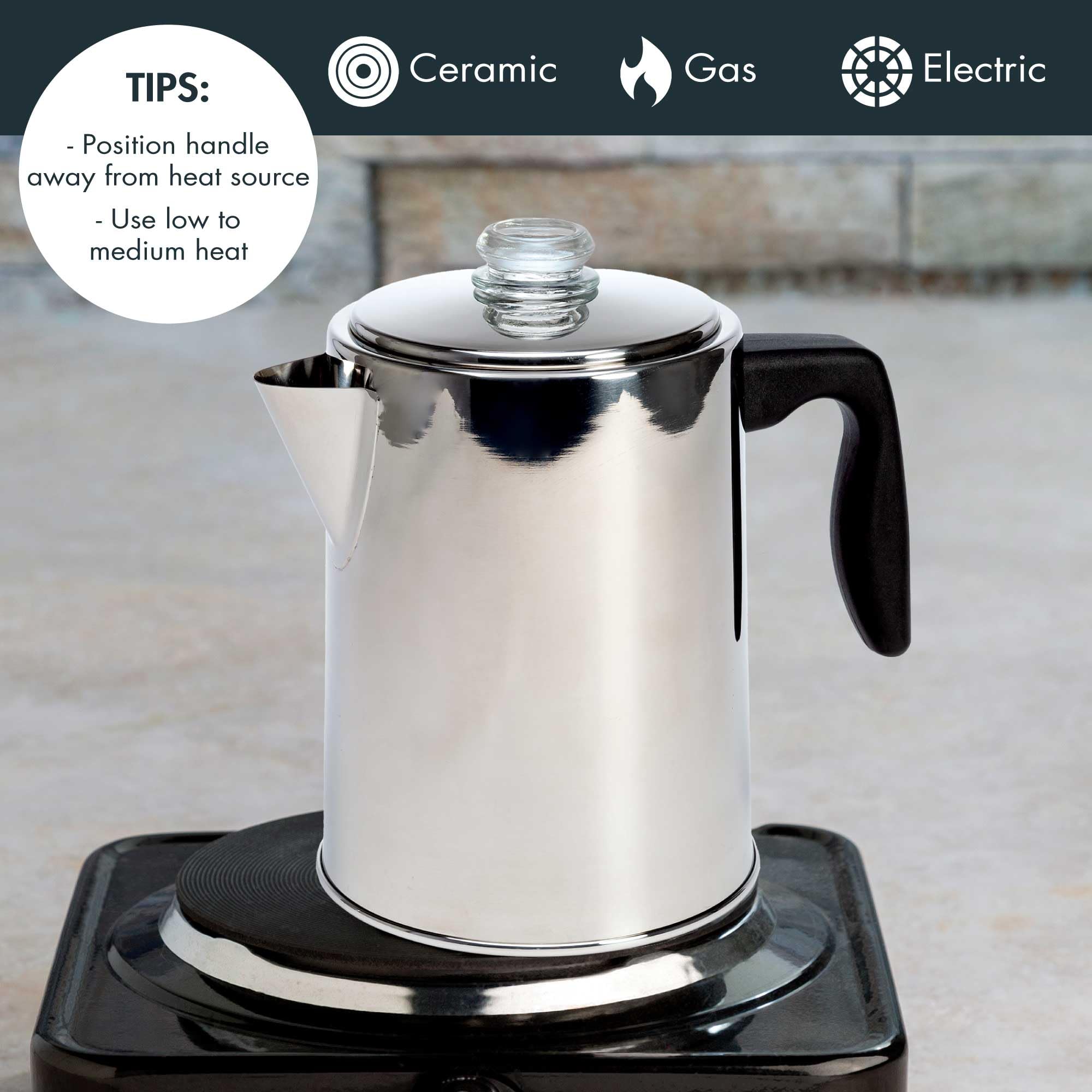 Primula percolator glass knob brew indicator