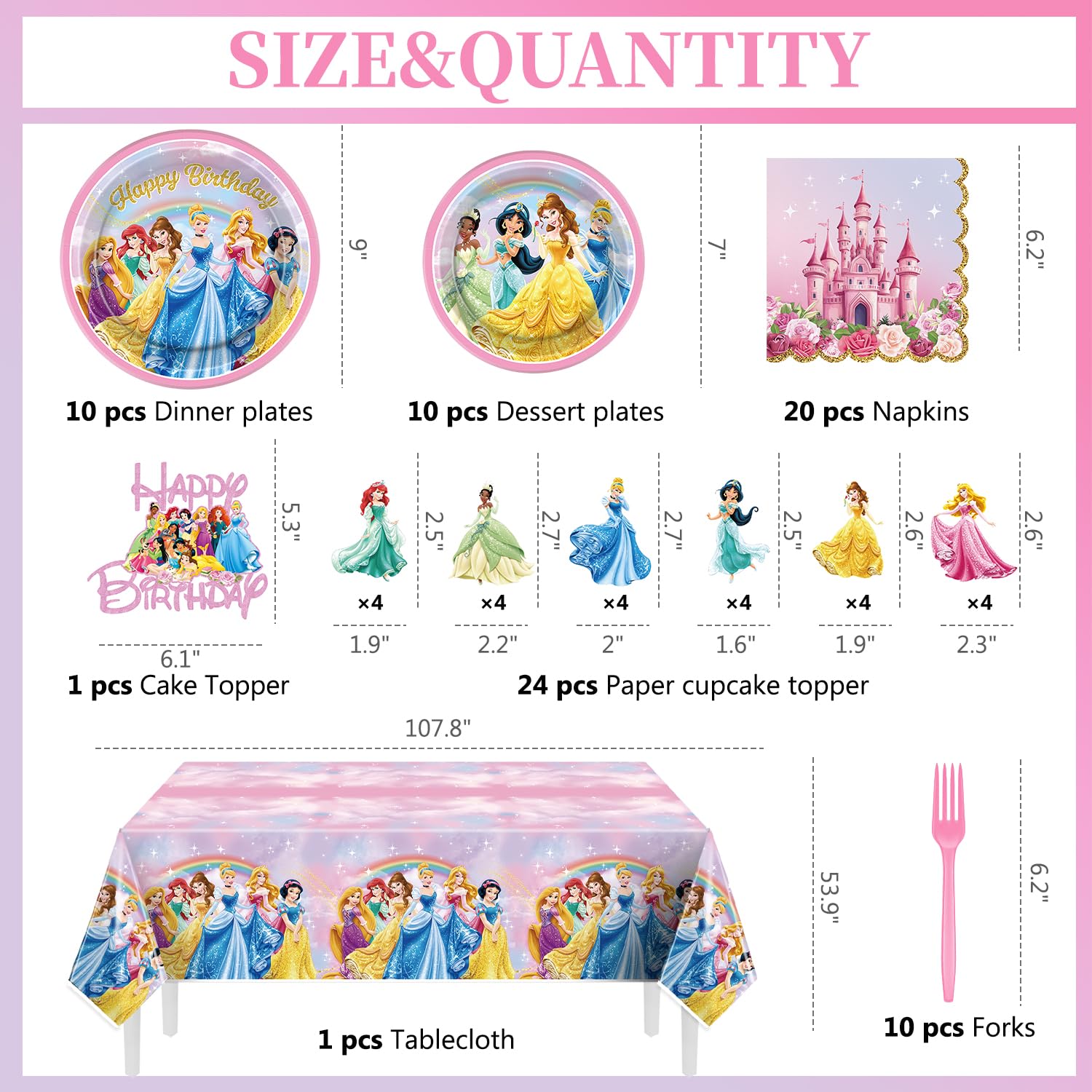 Pastel latex balloons included in Princess Birthday Party Decorations kit