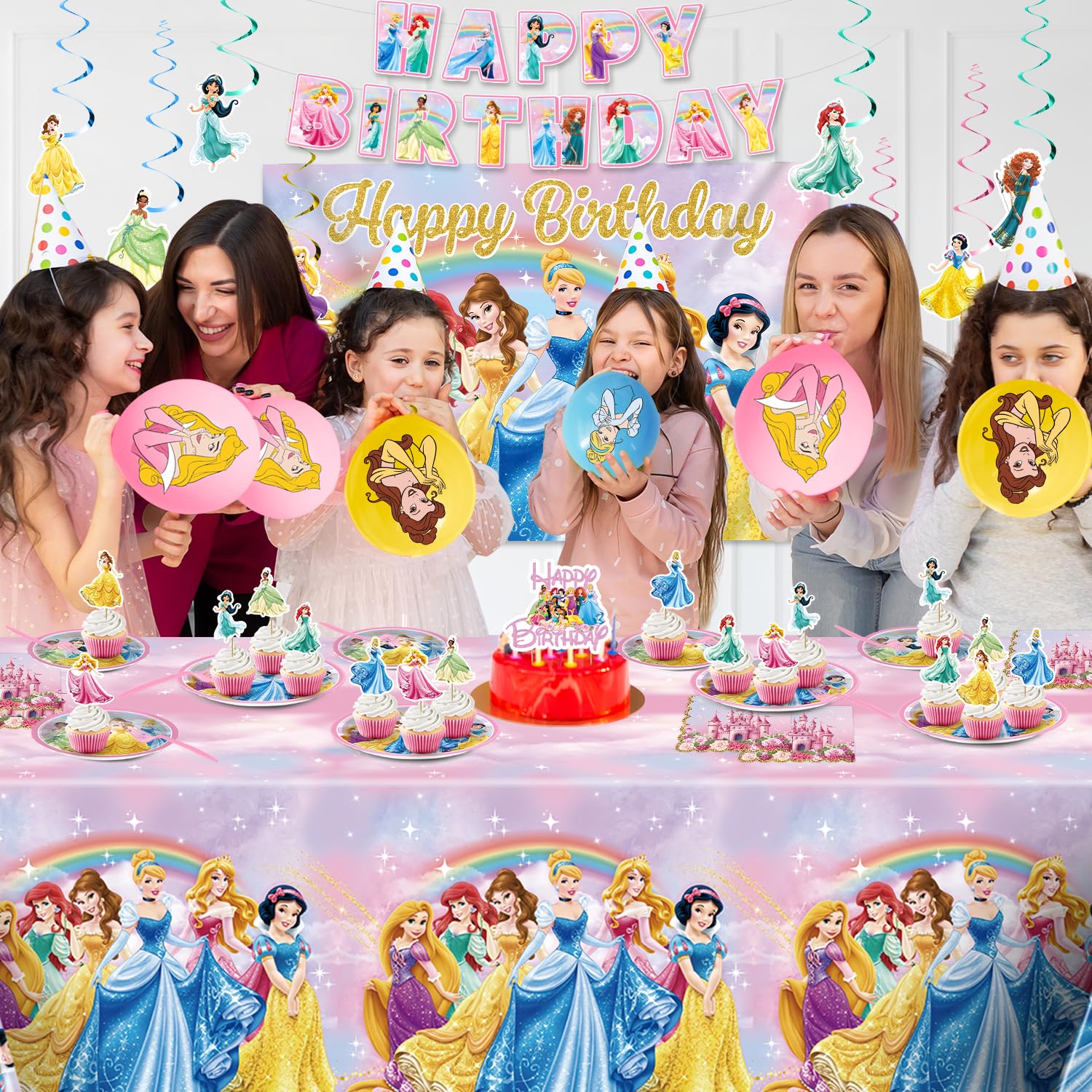 Napkins with castle-inspired designs for Princess Birthday Party Decorations