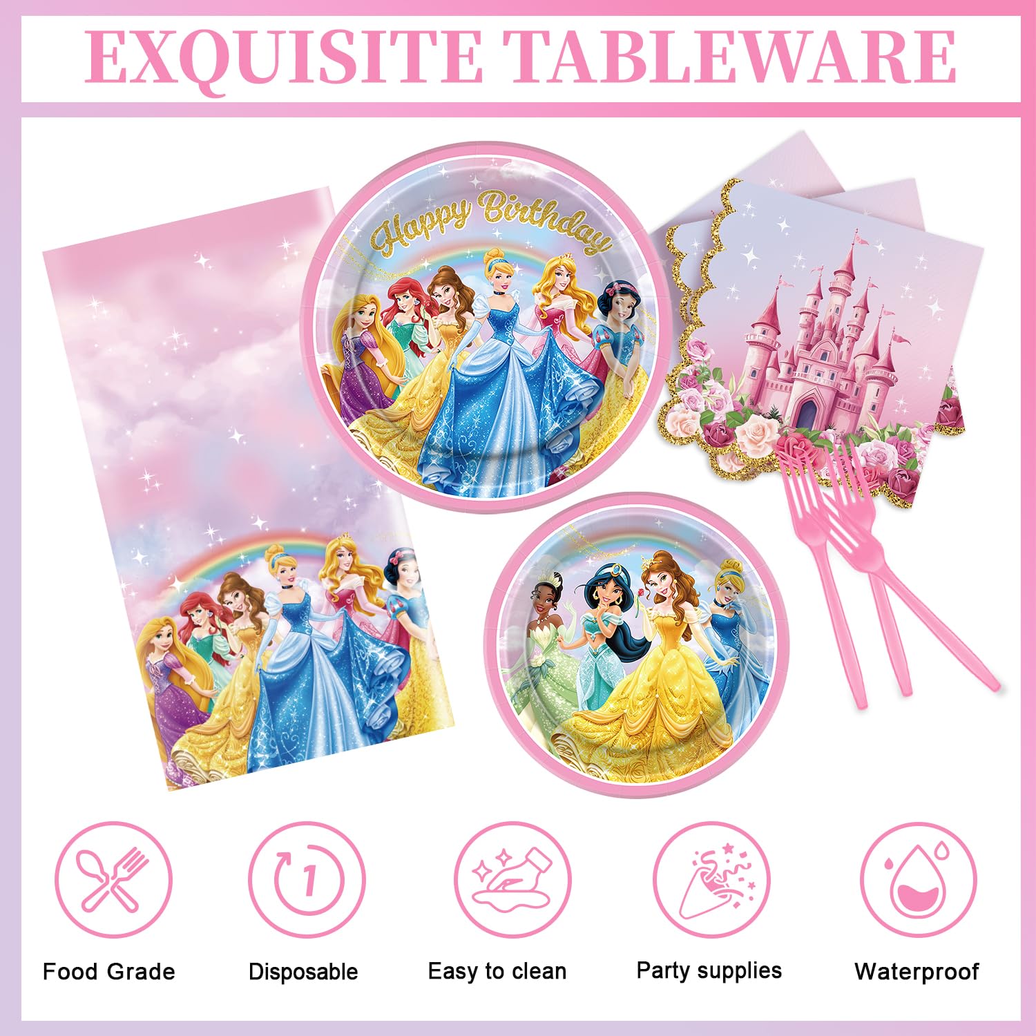 Table cover for Princess Birthday Party Decorations set