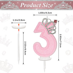 Princess cake topper number 3 candle