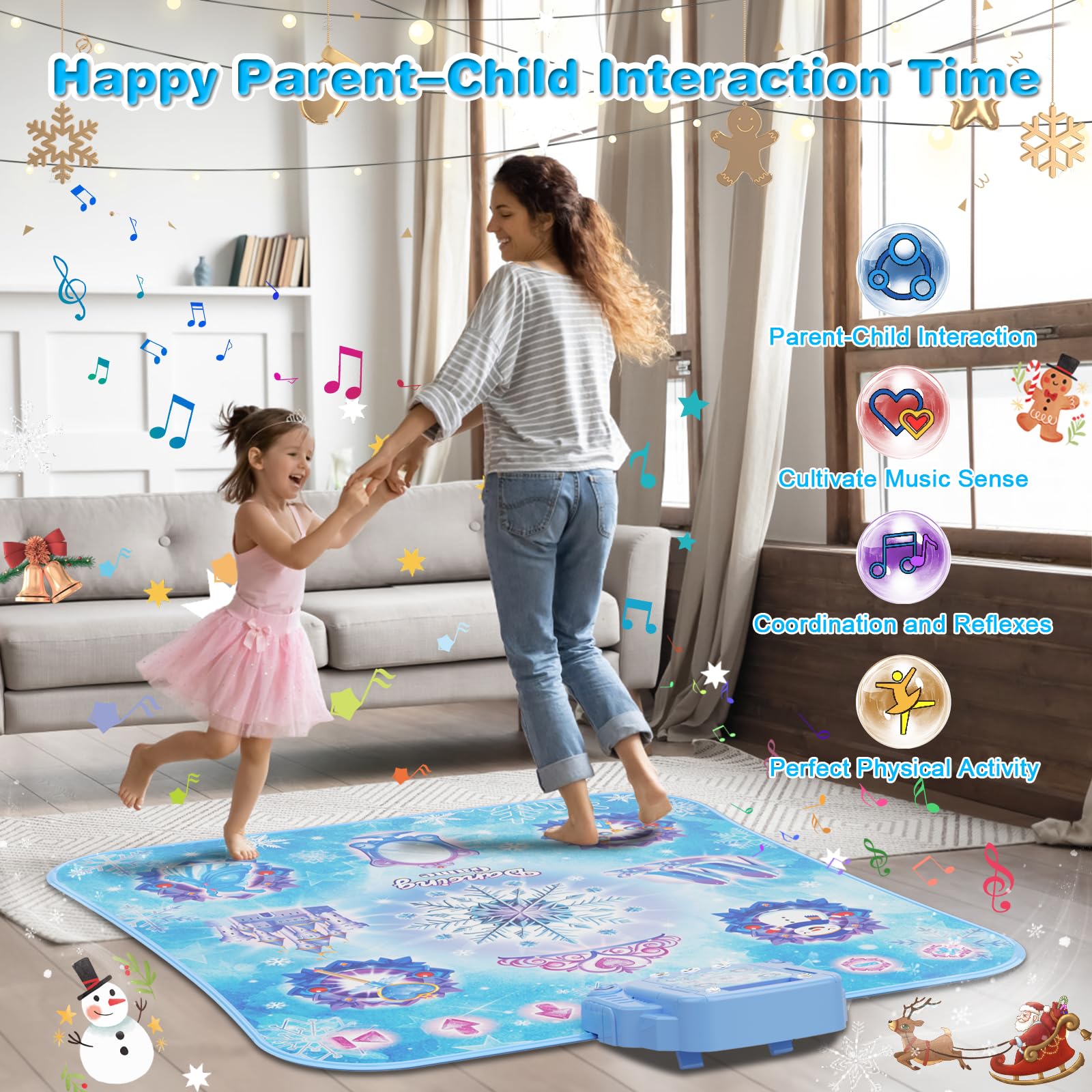 Flowing lights and stand on princess dance mat during play