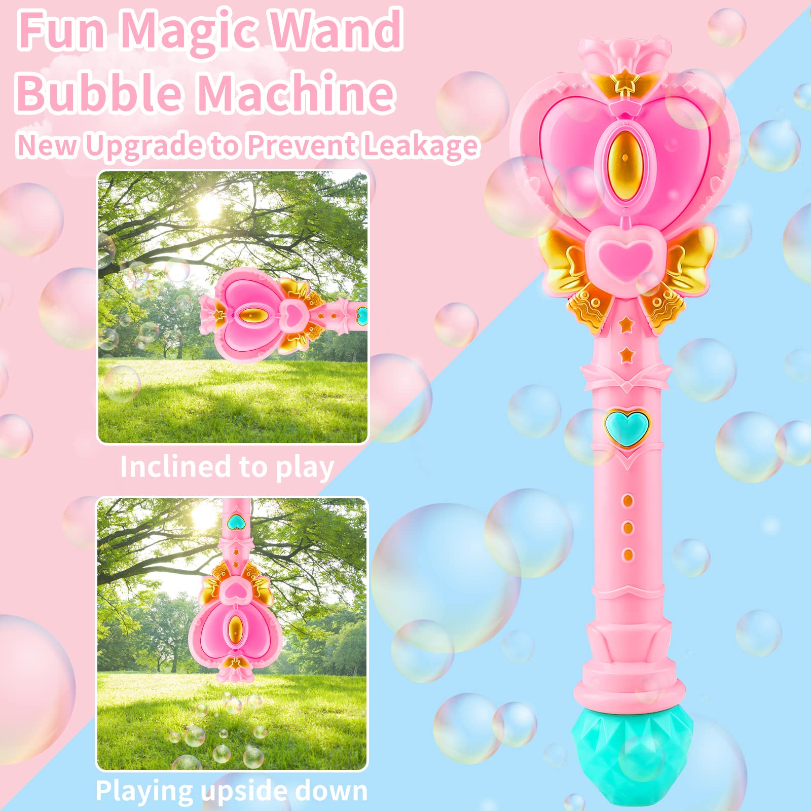 Automatic bubble wand powered by 3 AA batteries not included