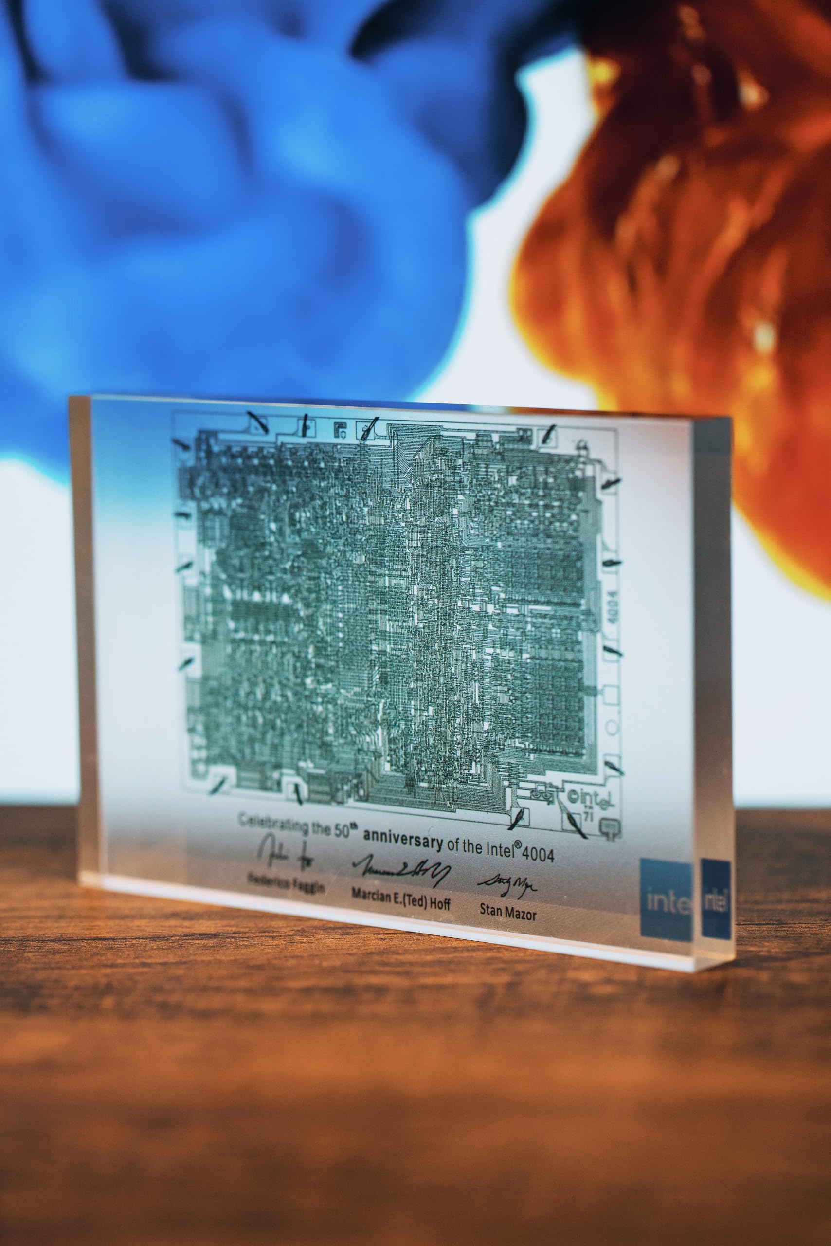 Modern tech wall art blending vintage microchip history
