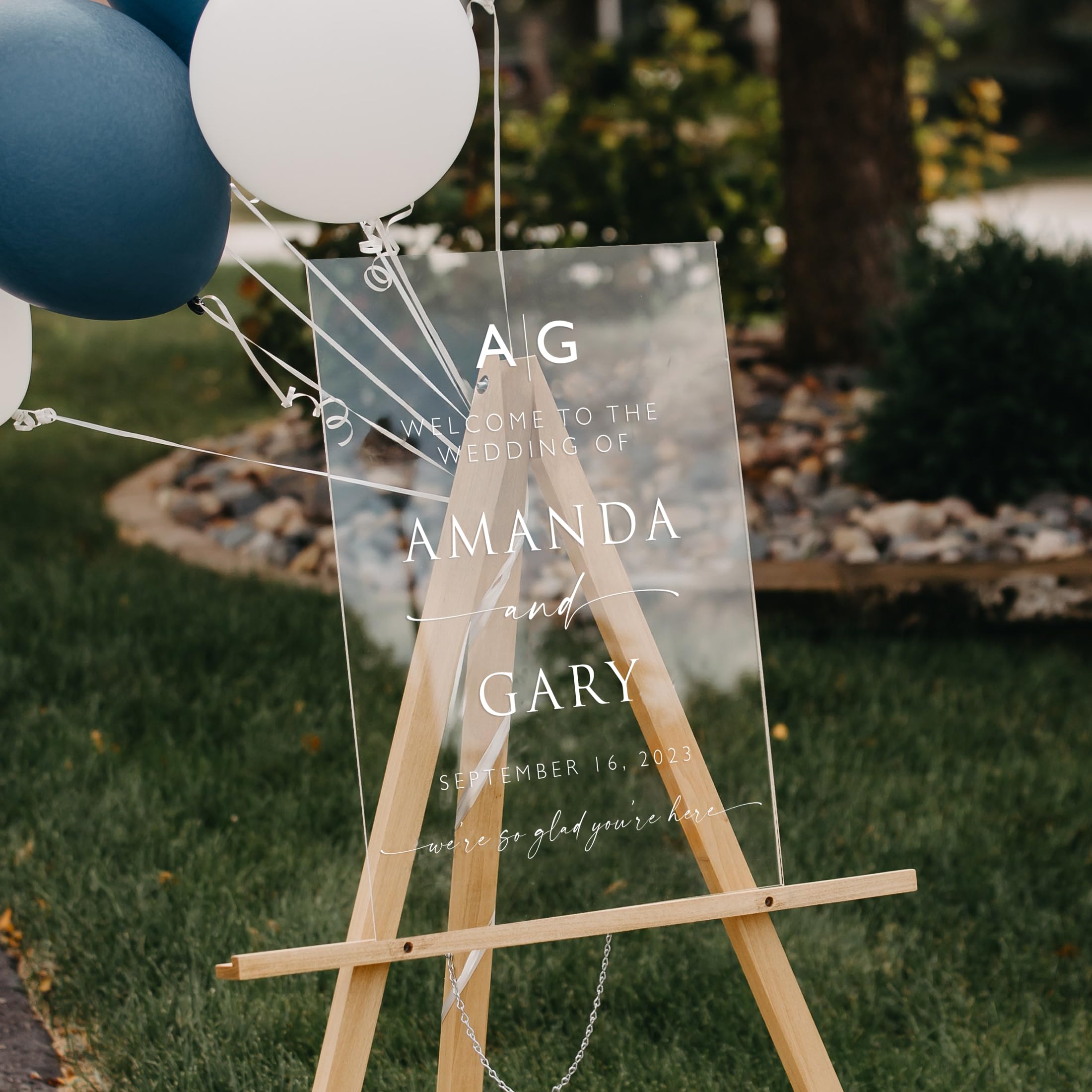 Crystal clear acrylic wedding welcome sign