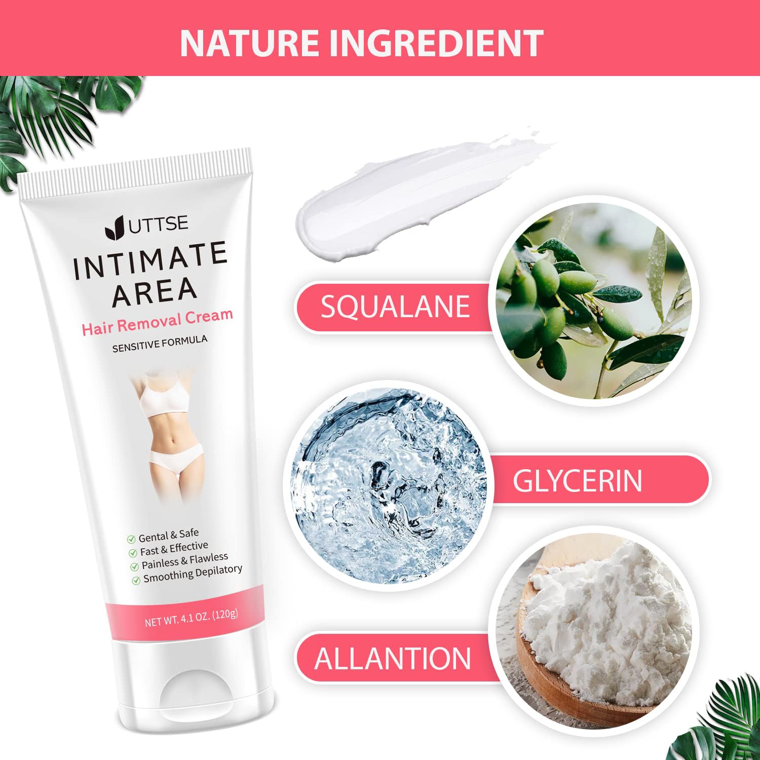 Private parts depilatory cream bottle for sensitive skin