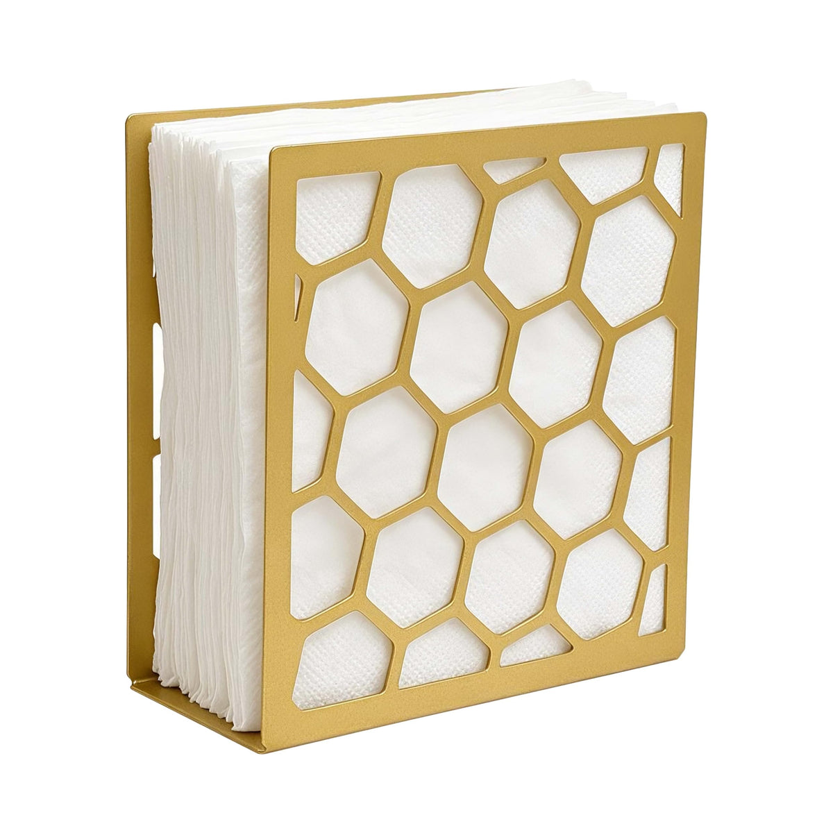 Prmstp gold honeycomb napkin holder in metal finish