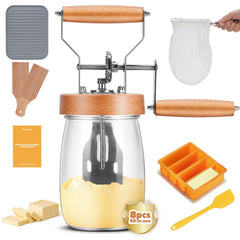 Pro Butter Churner Set with 35oz glass jar and anti-slip base