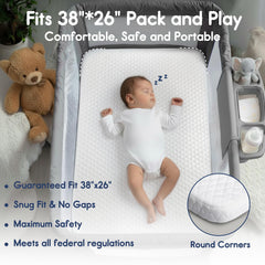 Baby pack and play mattress 38x26 waterproof cover