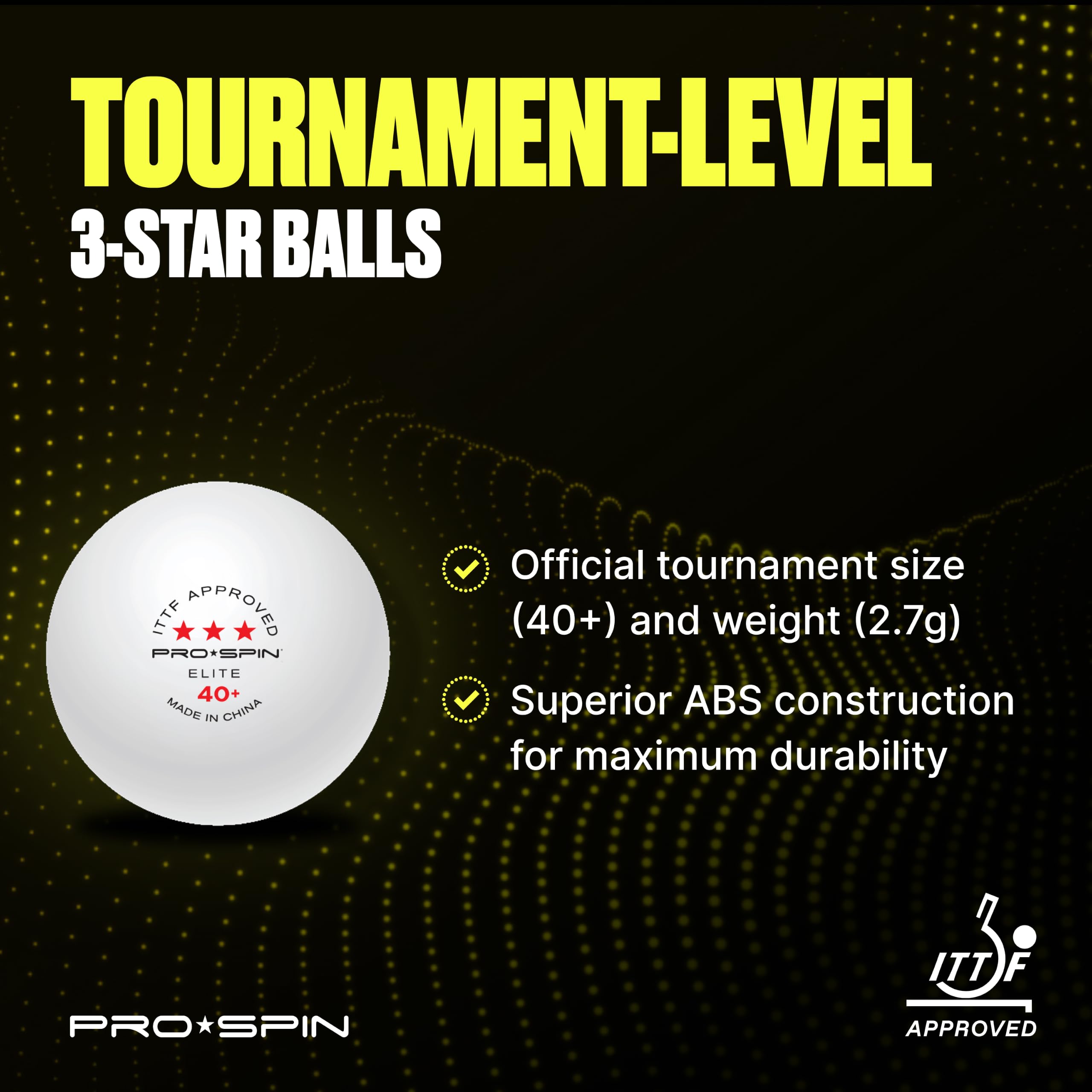 White PRO-SPIN table tennis balls for indoor and outdoor use