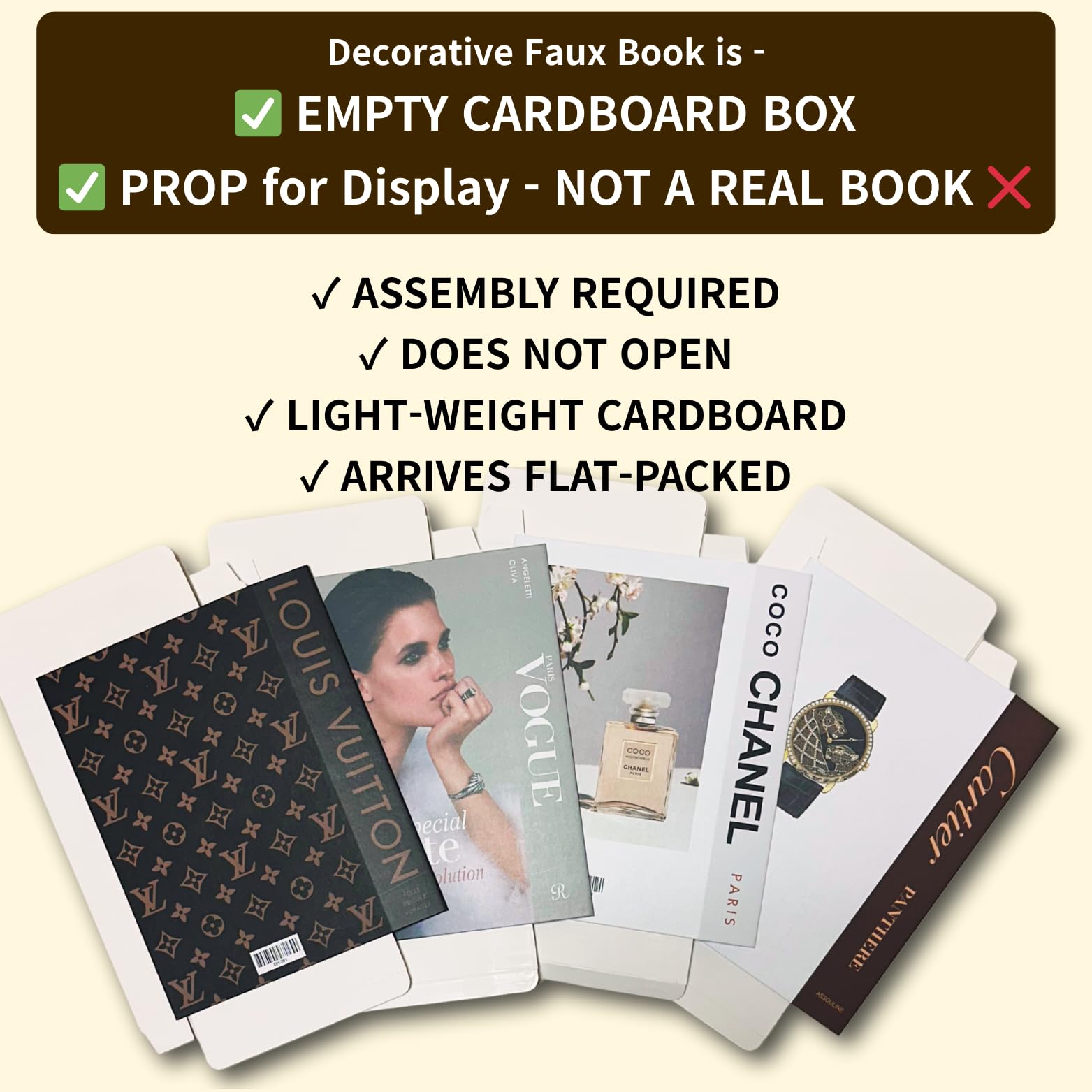 PROBENEX Luxe Large faux decorative books on coffee table