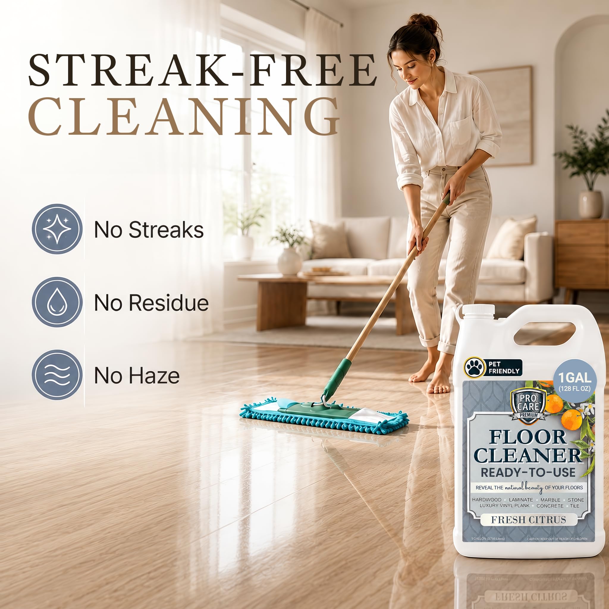 Tile and wood floors cleaner label from ProCare