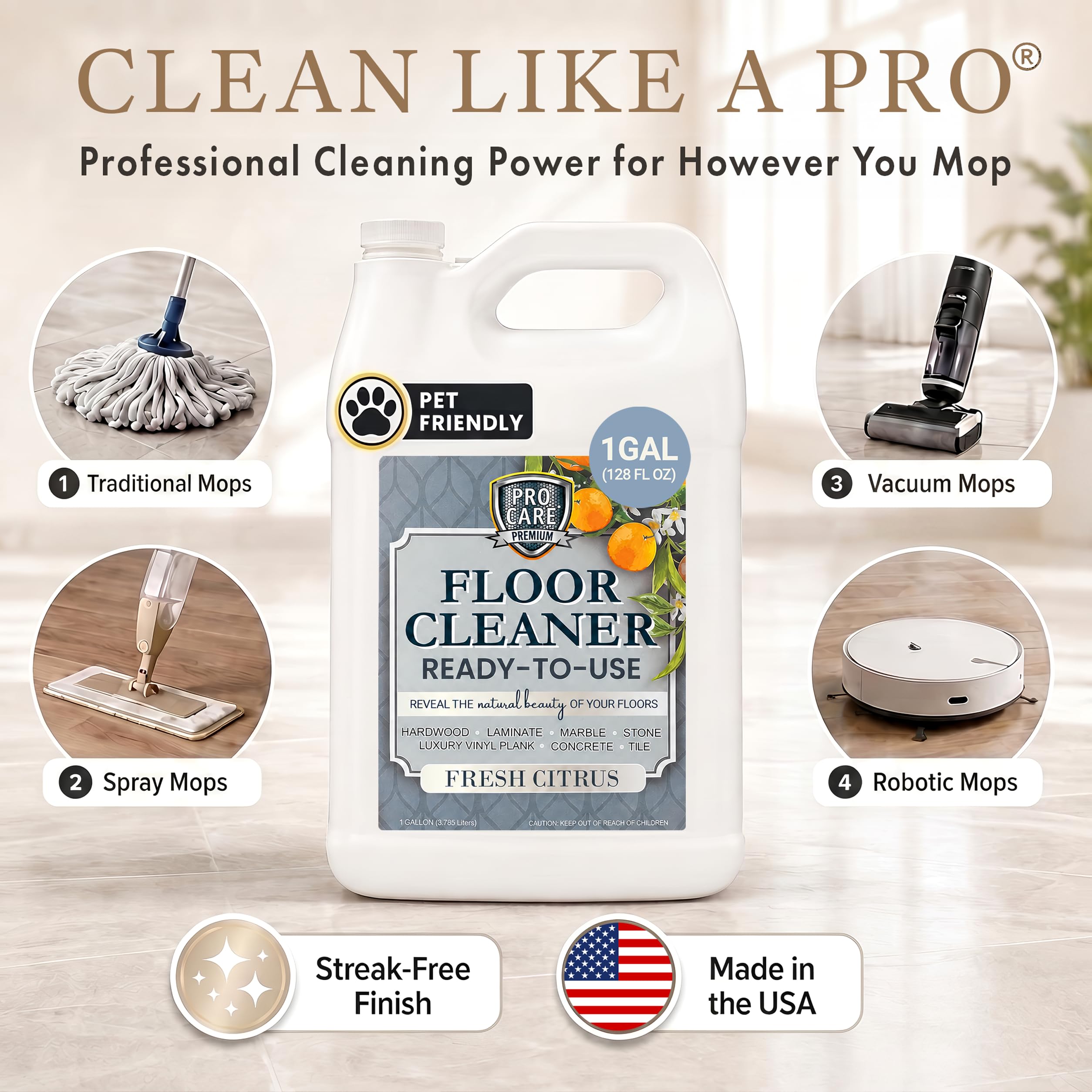 Child and pet safe floor cleaner packaging by ProCare